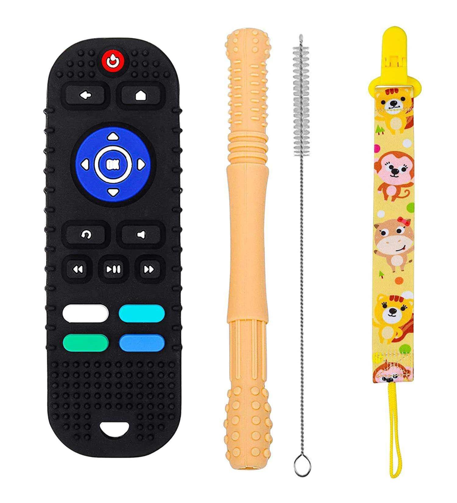 Baby Teether Toy - Roku Remote Control Design | Safe Chewing & Vibrating Gum Relief Toy 0-18 Months - Buy Online on GoSupps.com