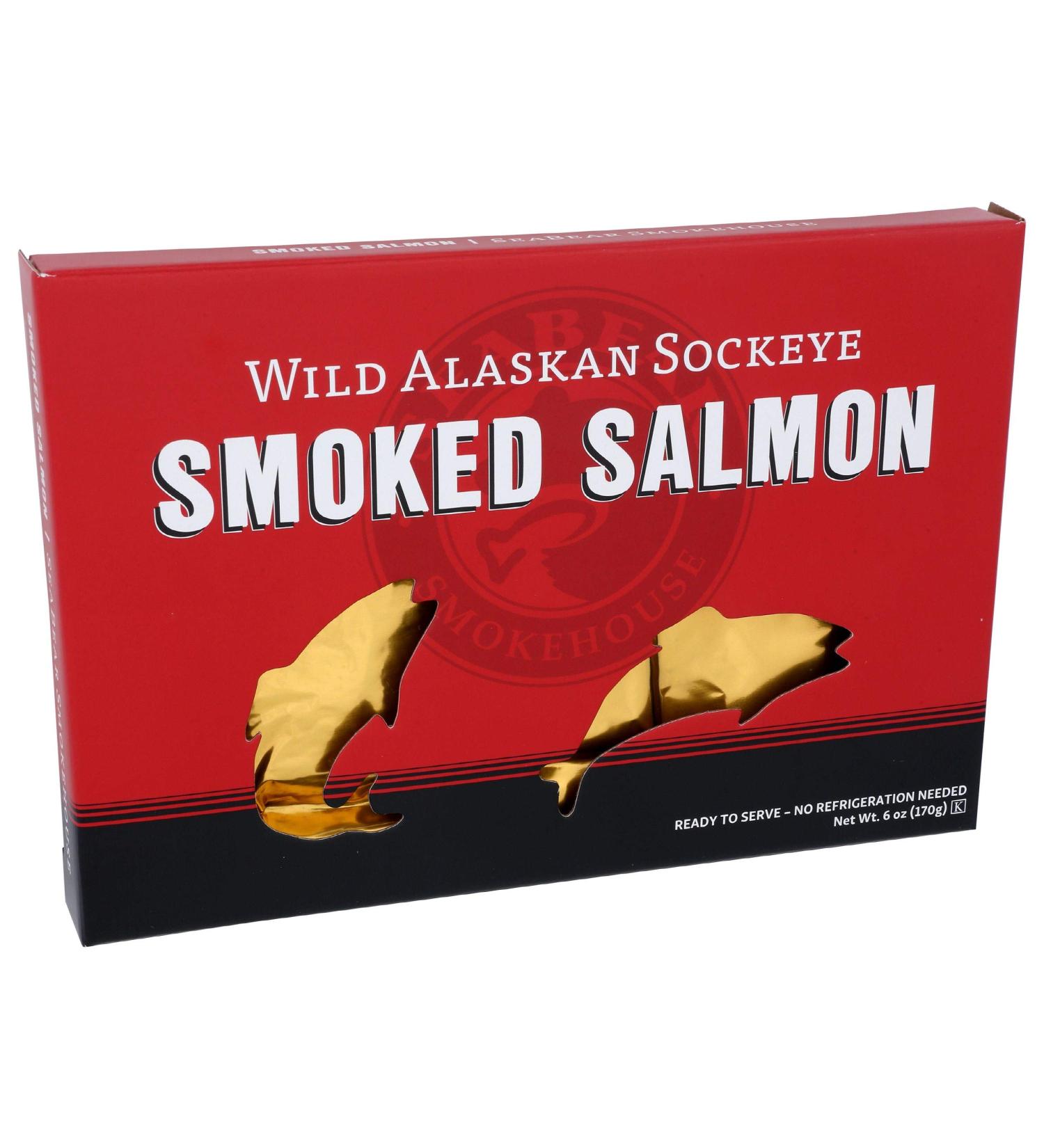 SeaBear Wild Alaskan Smoked Sockeye Salmon Gift Box - 6oz | Premium Seafood Gift | Sustainable & Delicious - Buy Online on GoSupps.com