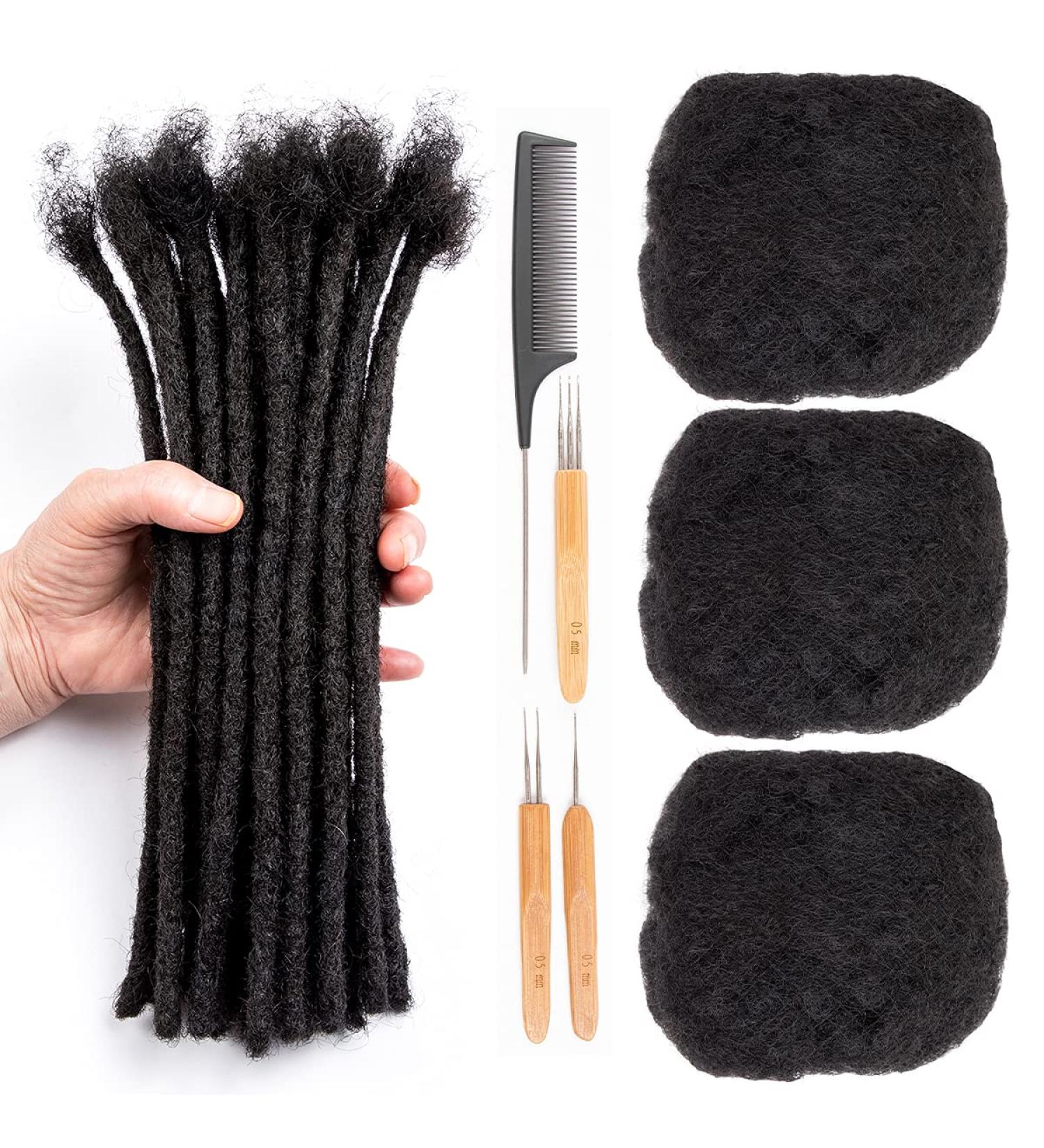 AIXI 100% Real Human Hair Afro Kinkys Bulk 6 Inch 3 Packs 150G for Dreadlock Extensions - Handmade, Permanent, Can Be Dyed and Bleached - Free Needles and Comb Included - Buy Online on GoSupps.com