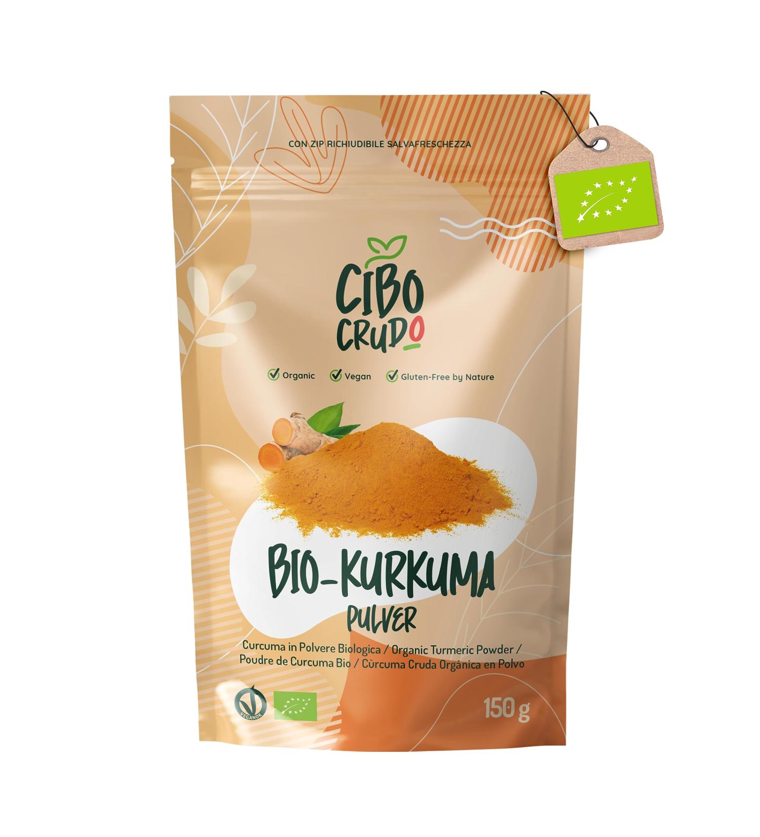 Premium Organic Turmeric Powder 150g - Bio Curcuma Spice for Smoothies & Golden Milk - Fresh Turmeric Root - Buy Online on GoSupps.com