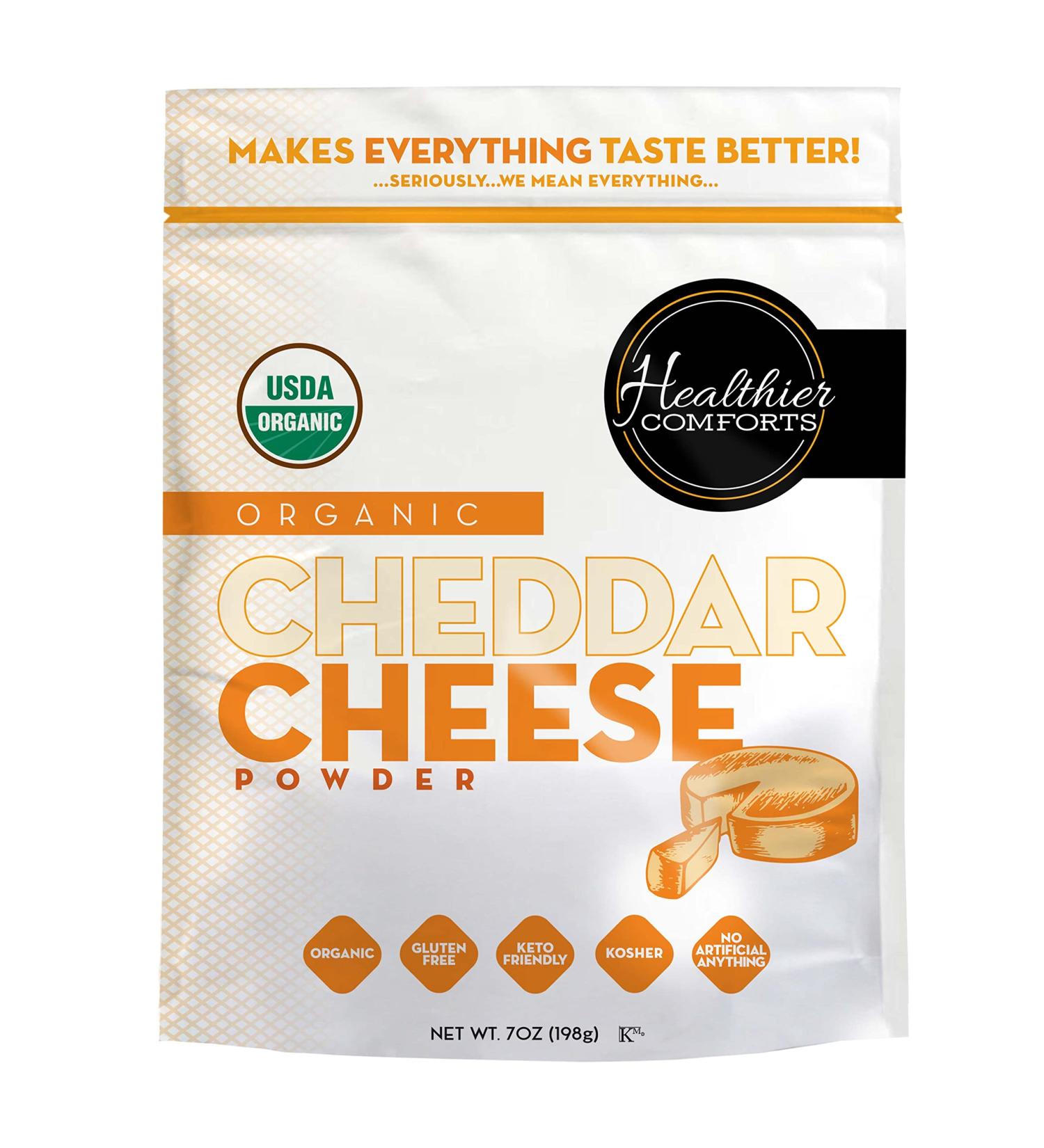 Organic Cheddar Cheese Powder | Gluten Free, Kosher, Keto-Friendly | Non-GMO, Antibiotic & Hormone Free | Perfect for Popcorn, Mac and Cheese, Pasta & Sauces (7 oz) - Buy Online on GoSupps.com