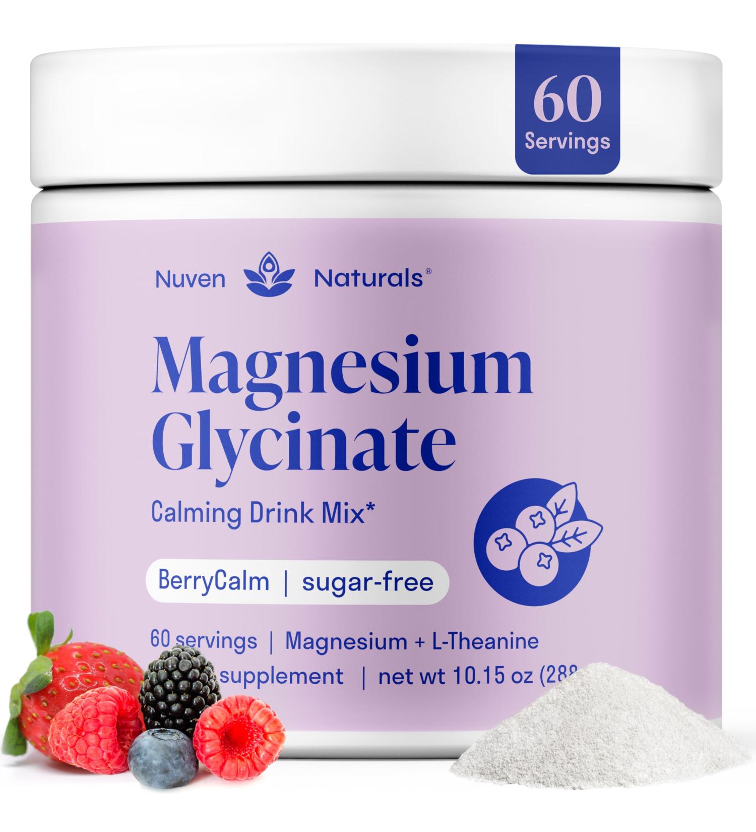 Magnesium Glycinate Powder + L-Theanine | 60 Servings | 300 mg per Scoop High Absorption Chelated Magnesium Powder for Sleep - Natural Mixed Berry Flavor No Sugar Support Restful Sleep & Relaxation Berry 60 Servings (Pack  - Buy Online on GoSupps.com
