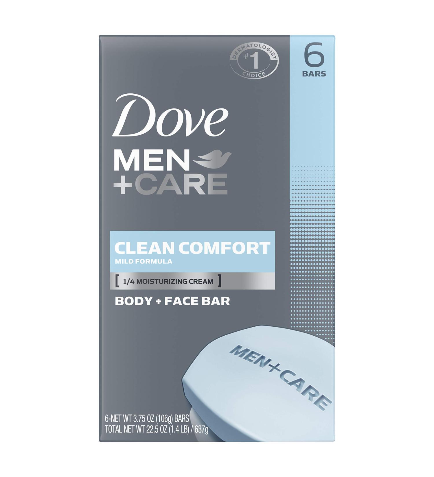 Dove Men+Care Hydrating Body and Face Bar Soap, 3.75 oz (Pack of 6) - Clean Comfort Formula, Ultra Moisturizing - Buy Online on GoSupps.com