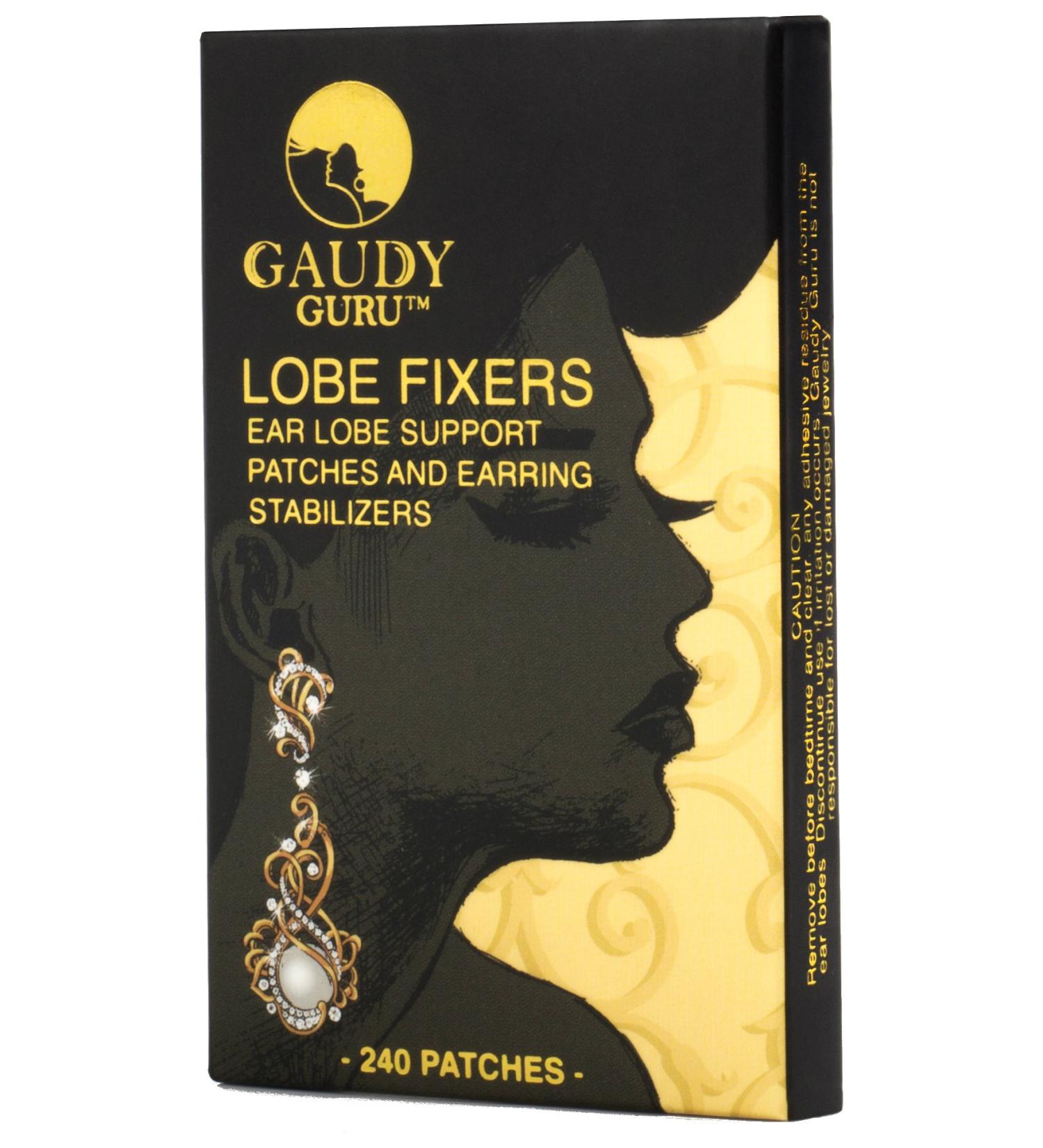 Ear Lobe Support Patches & Stabilizers (240 Invisible Patches) by Gaudy Guru - Prevent Tears & Reduce Strain - Buy Online on GoSupps.com