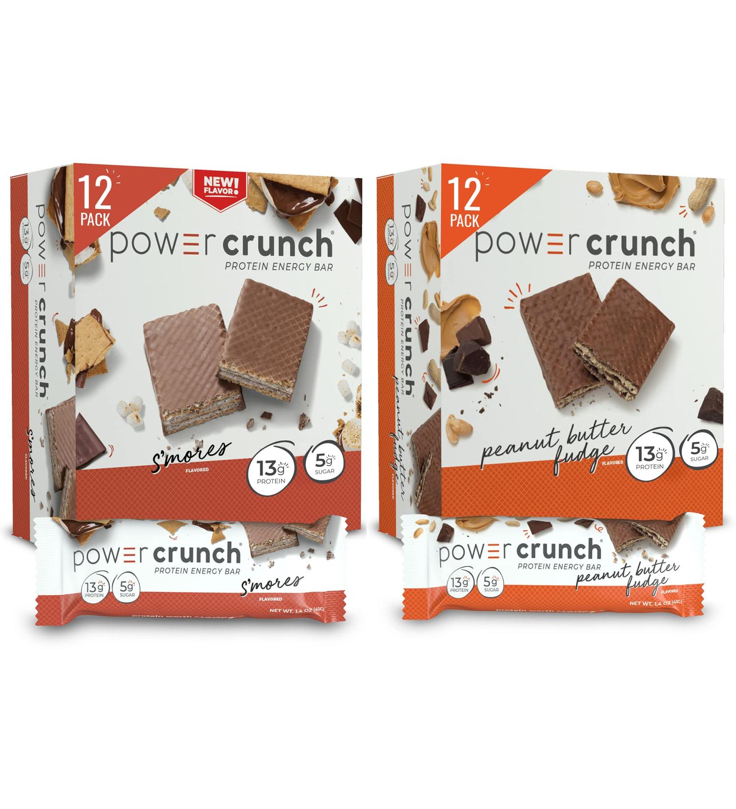 Power Crunch Protein Bars High Protein Snacks with Delicious Taste Variety Pack S'mores & Peanut Butter Fudge 1.4 Ounce (24 Count) - Buy Online on GoSupps.com