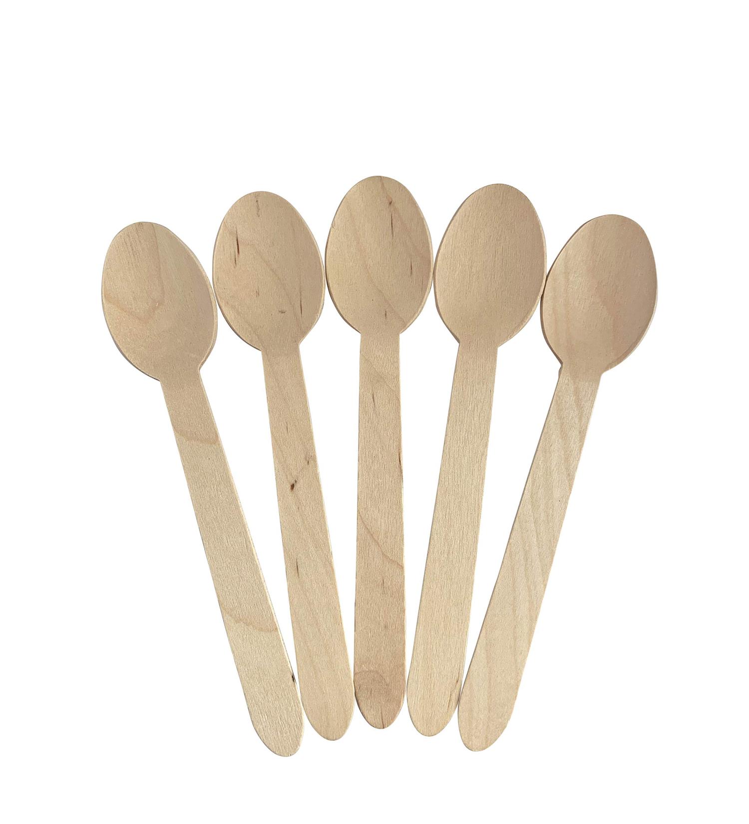 KingSeal Disposable Birch Wood Cutlery Spoons 6.25 Inch - 100 Count Pack | Biodegradable & Earth Friendly - Buy Online on GoSupps.com