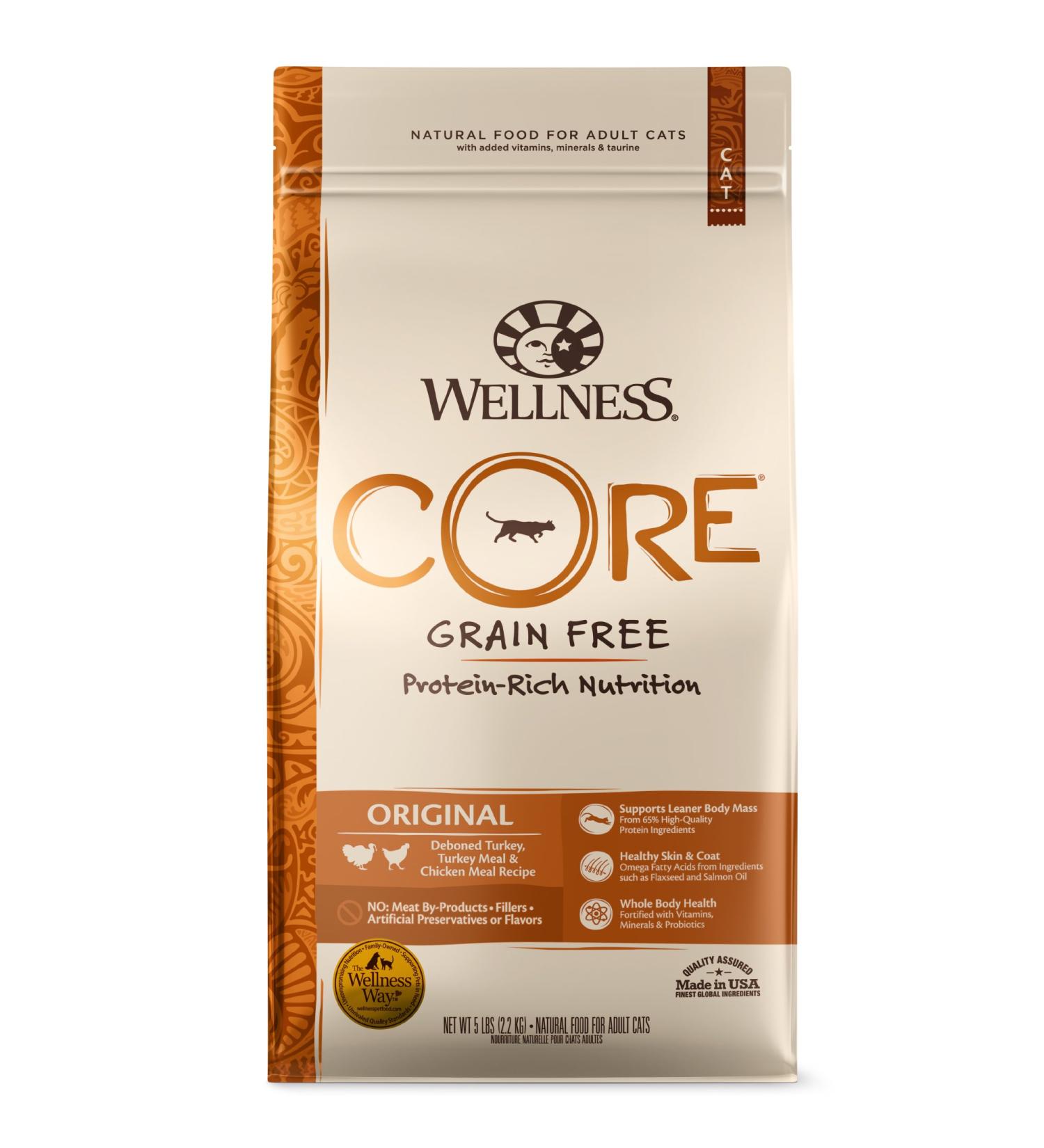 Wellness CORE Grain-Free Dry Cat Food - Turkey & Chicken Recipe, High Protein, Natural, 5lb - Buy Online on GoSupps.com