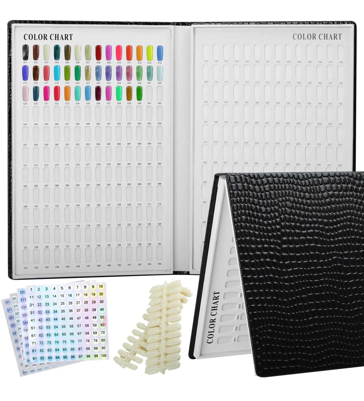 Professional 308 Nail Colors Chart & Black Display Book | Nail Gel Polish Swatches & Practice Card for Salons - International Shipping Available - Buy Online on GoSupps.com