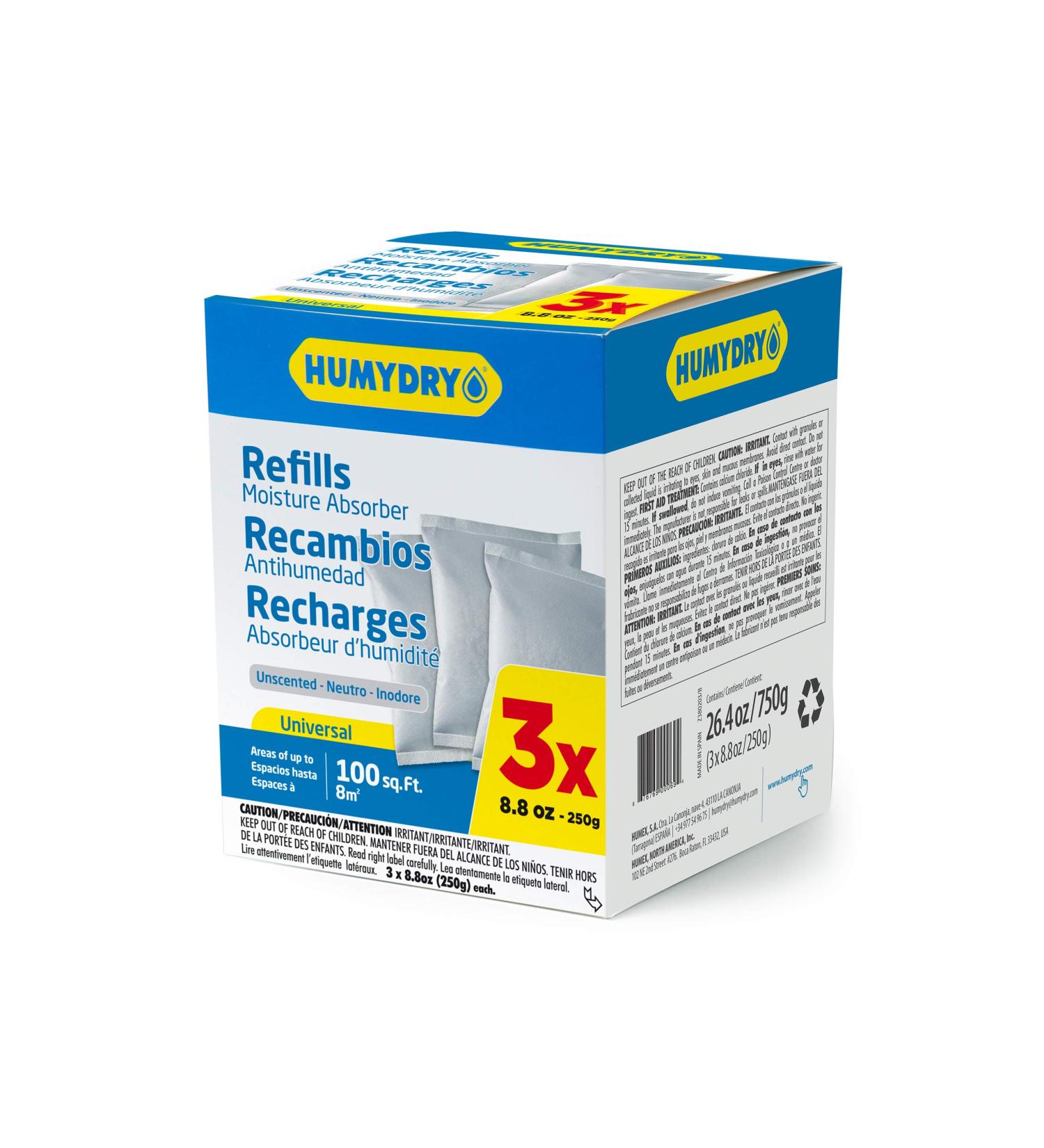 HUMYDRY USA250X3RC12 Unscented Moisture Absorber Refill 8.8-Ounce 3-Pack