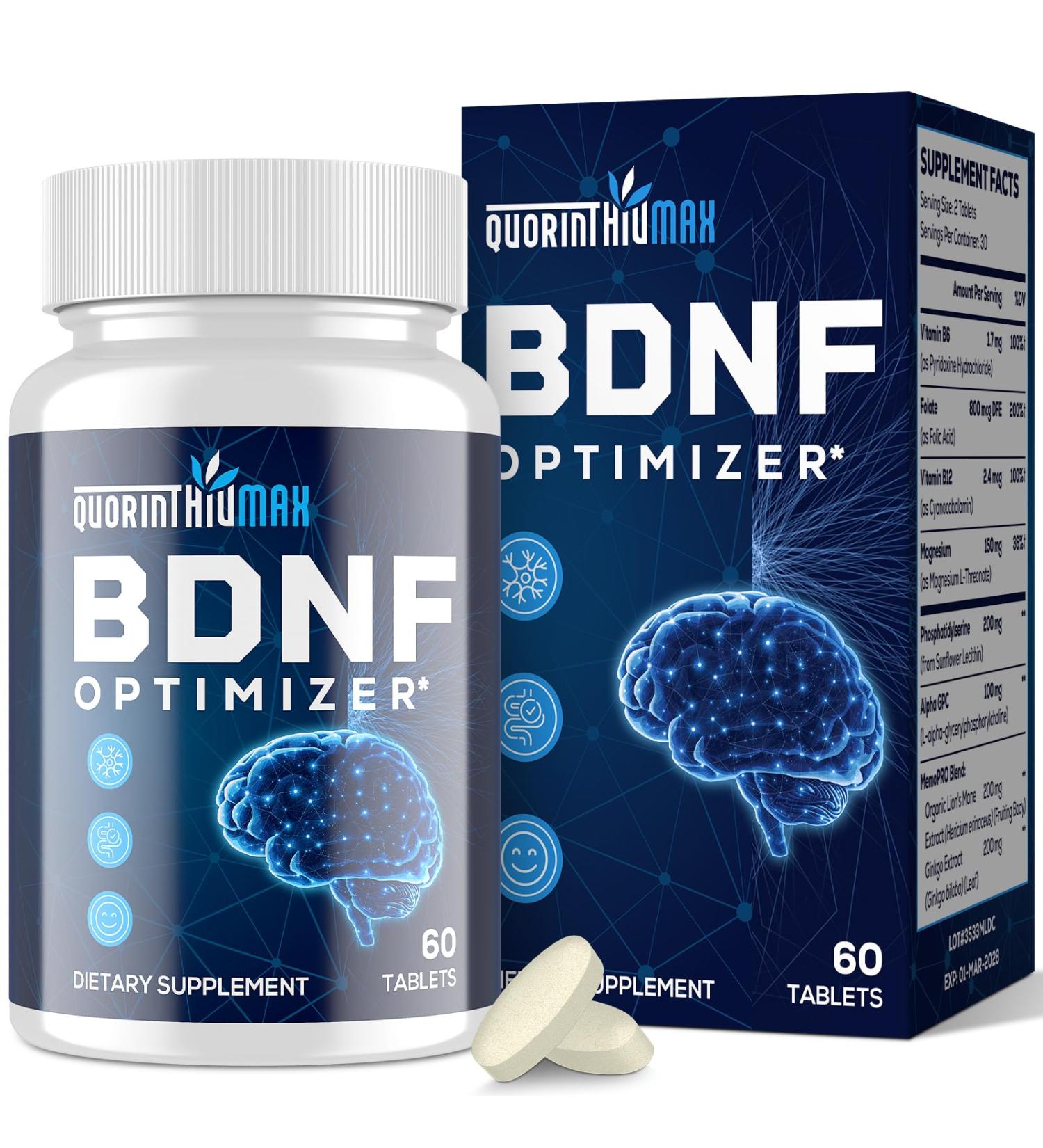 Nootropic Brain Supplement for Memory and Focus BDNF Optimizer Cognitive Mental Clarity & Mood High Absorption Organic Lion's Mane L-Theanine Ginkgo Biloba & Alpha GPC 60 Tablets 60 Count (Pack of 1) - Buy Online on GoSupps.com