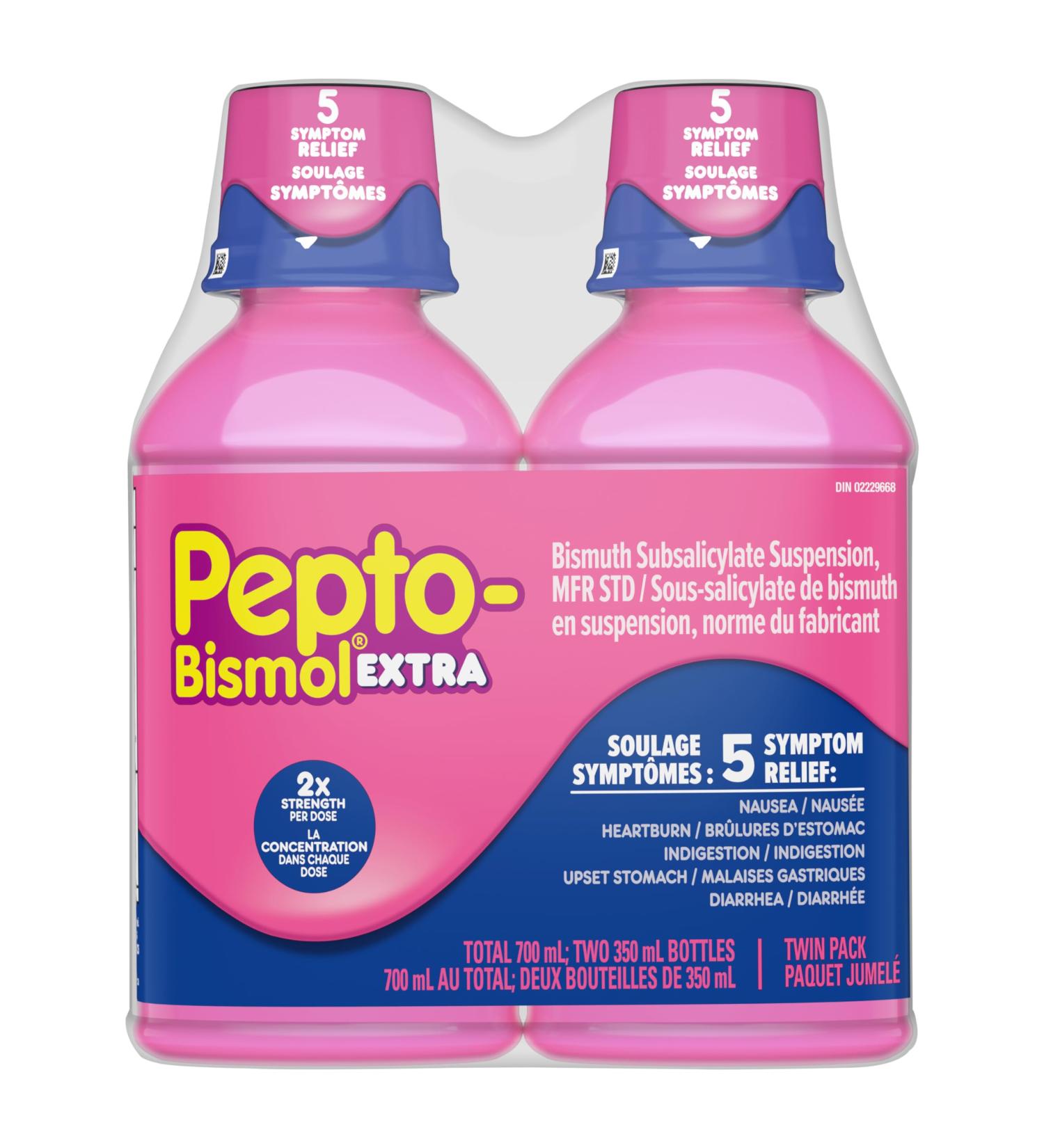 Pepto Bismol Liquid Extra Strength for Nausea Heartburn Indigestion Upset Stomach and Diarrhea Relief Original Flavor Pack of 2 350ml each Original 350 mL (Pack of 2) - Buy Online on GoSupps.com