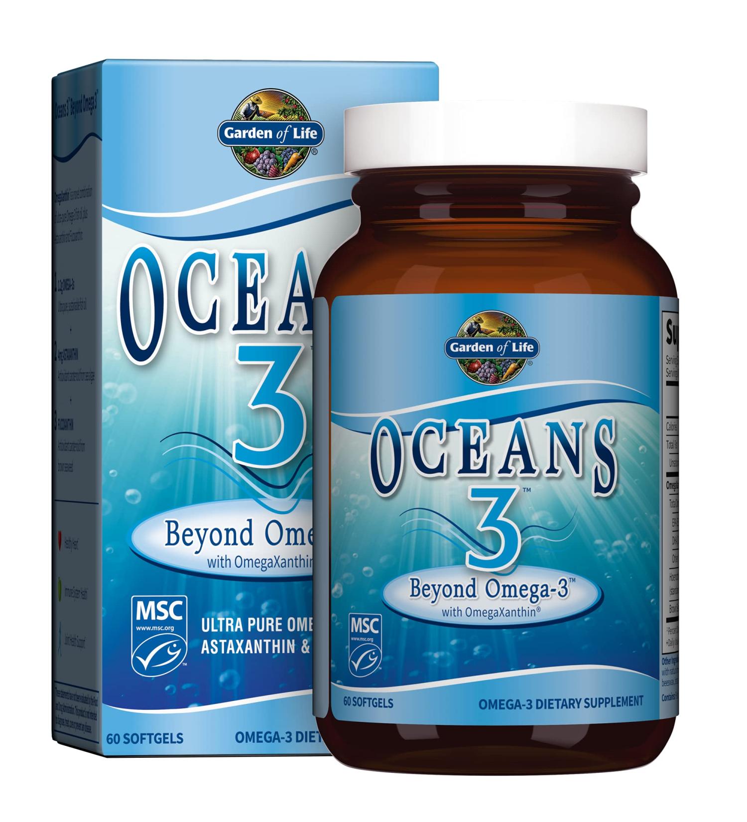 Garden of Life Oceans 3 Omega-3 with OmegaXanthin - 60 Softgels for Heart & Brain Health - Buy Online on GoSupps.com