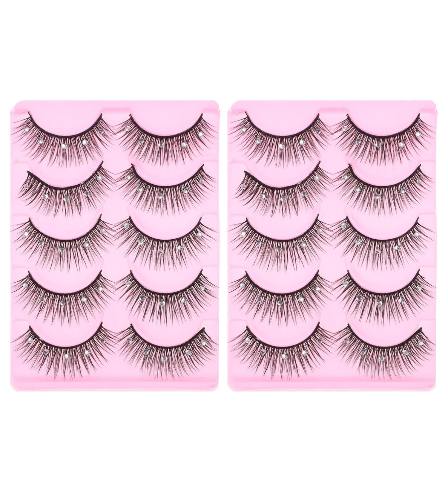 FOMIYES 10 Pairs diamond false eyelashes embellishments fluffy Women False Eye Lashes colored lash extensions decore rhinestone trim Women Fake Lashes Miss chemical fiber make up