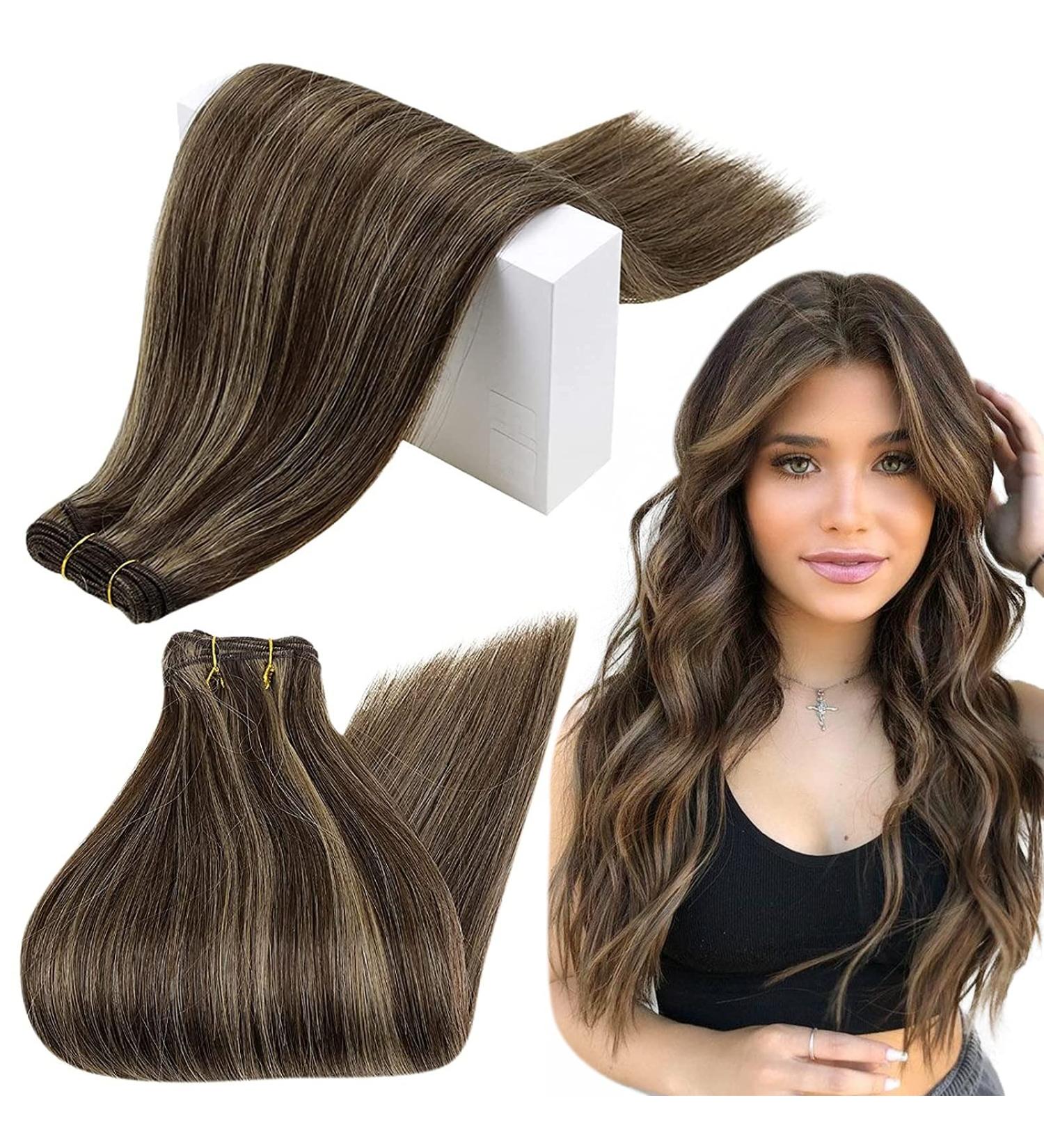 Runature Real Hair Sewing Extensions - 35cm Brown WEFT 100g Color #2P8A - Soft & Durable Hair Tresses - Buy Online on GoSupps.com