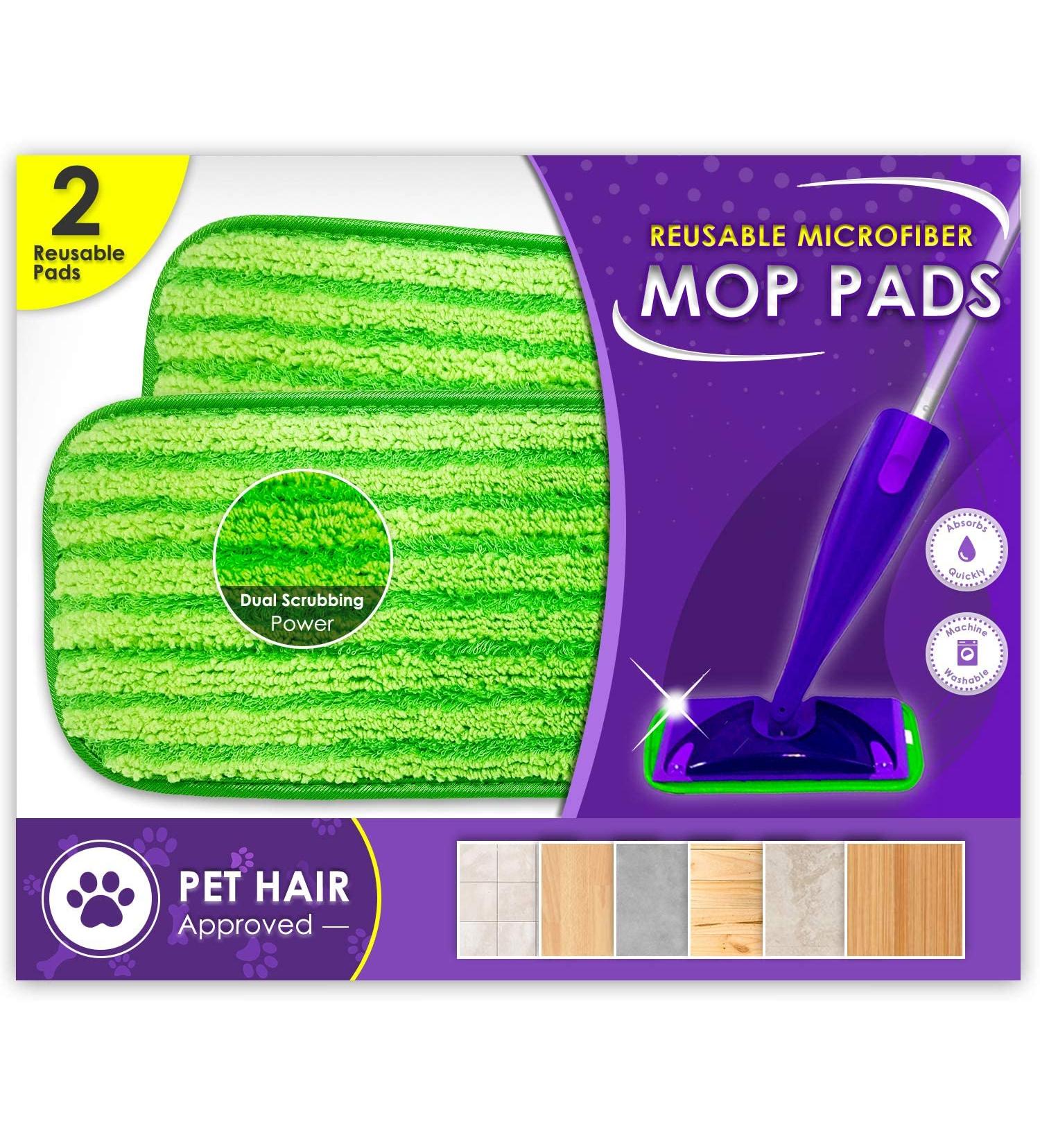 Turbo Mops Reusable 12-inch Microfiber Mop Pads - Pack of 2, Machine Washable, Compatible with Swiffer Wet Jet - Household Cleaning Tools - Buy Online on GoSupps.com