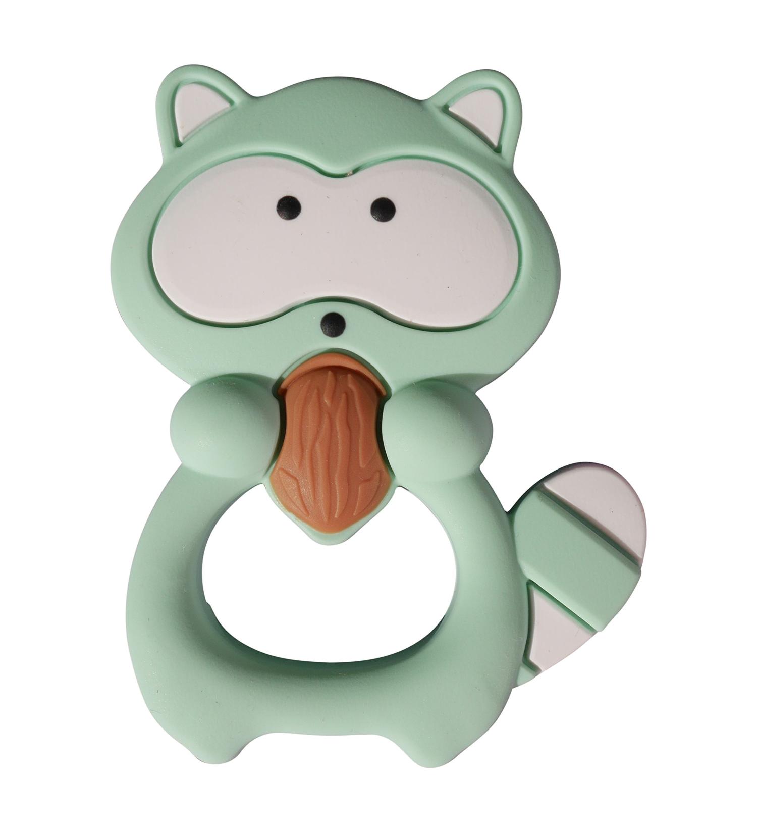BPA-Free Raccoon Teething Ring & Pacifier | 7 Colors | Safe Chewing Toy for Babies - Buy Online on GoSupps.com