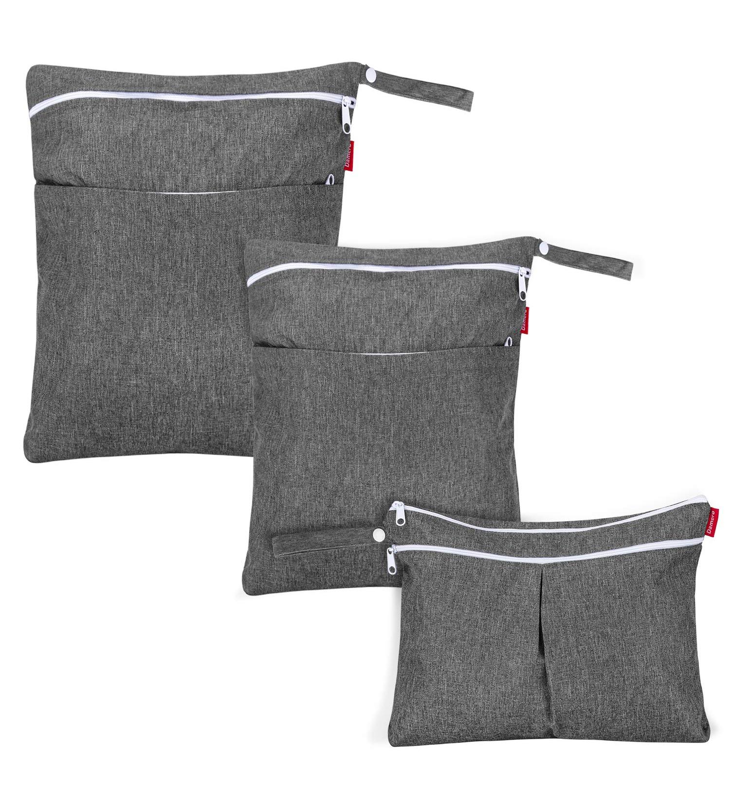 DAMERO 3pcs Wet Dry Bag for Cloth Diapers - Daycare & Travel Organizer with 2 Zippered Pockets - Grey (3 Count) - Buy Online on GoSupps.com