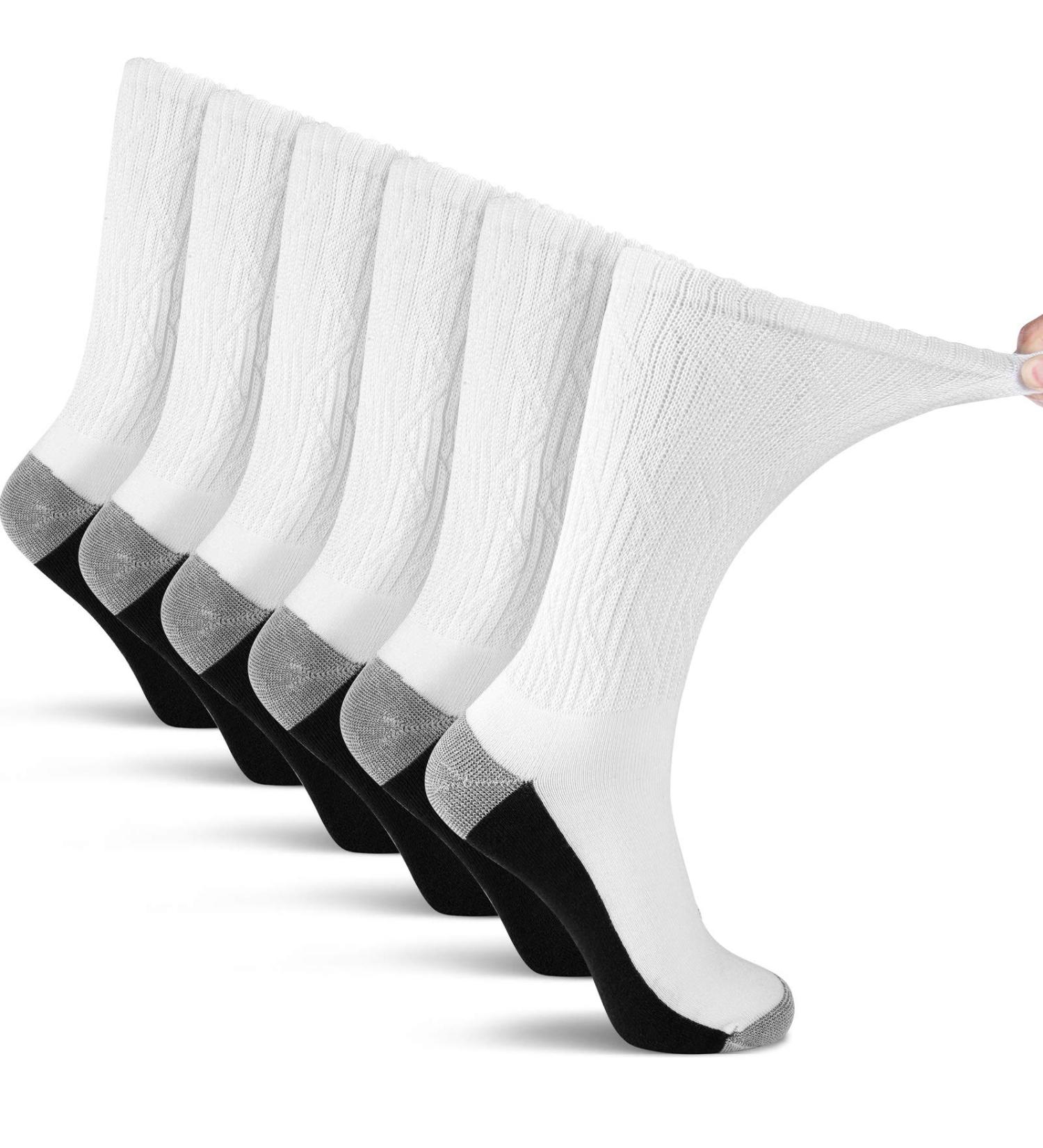 LIN Diabetic & Circulator Socks 6 Pairs - Non-Binding Men/Women's Sock for Edema, Neuropathy, Lymphedema - Size 9-11, 10-13, 13-15 - Buy Online on GoSupps.com