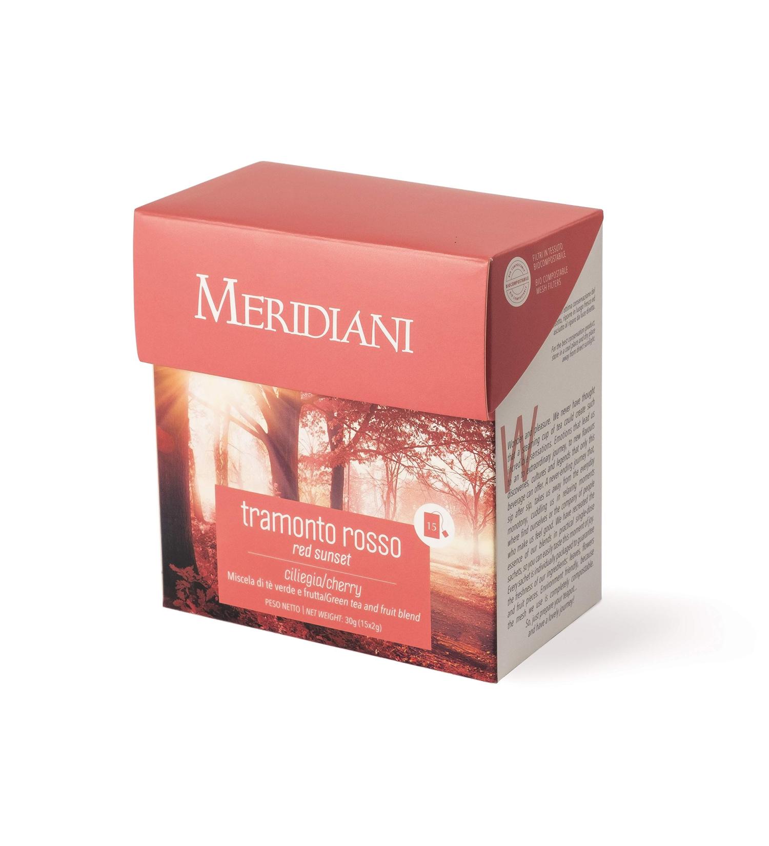 Meridiani Green Tea & Cherry 15 Organic Fabric Filters - Twilight Red - Meridiani Tea & Infusion