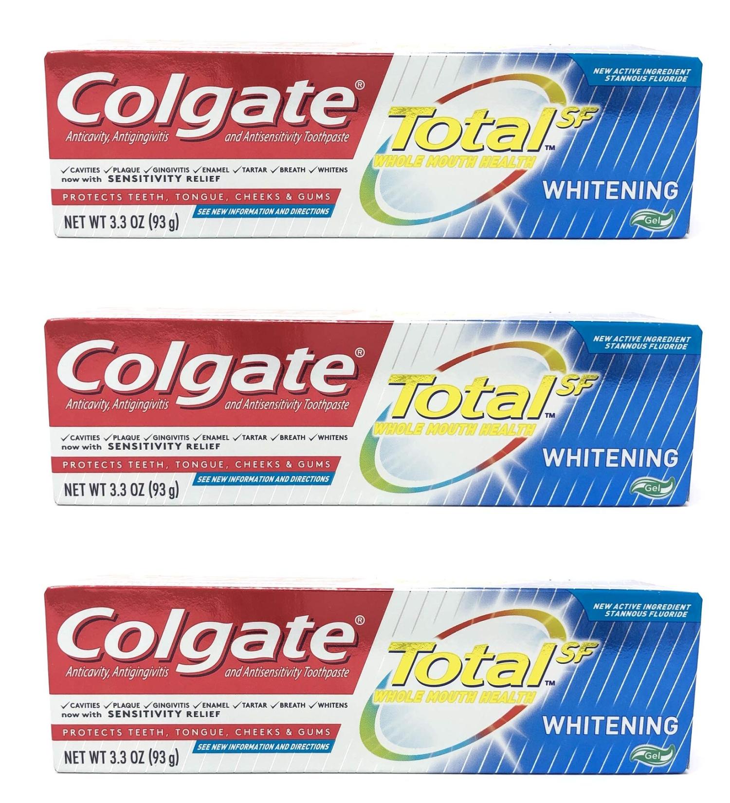 Colgate Total Whitening Toothpaste Gel 3.3 oz - Pack of 3 | Dental Care Set - Buy Online on GoSupps.com