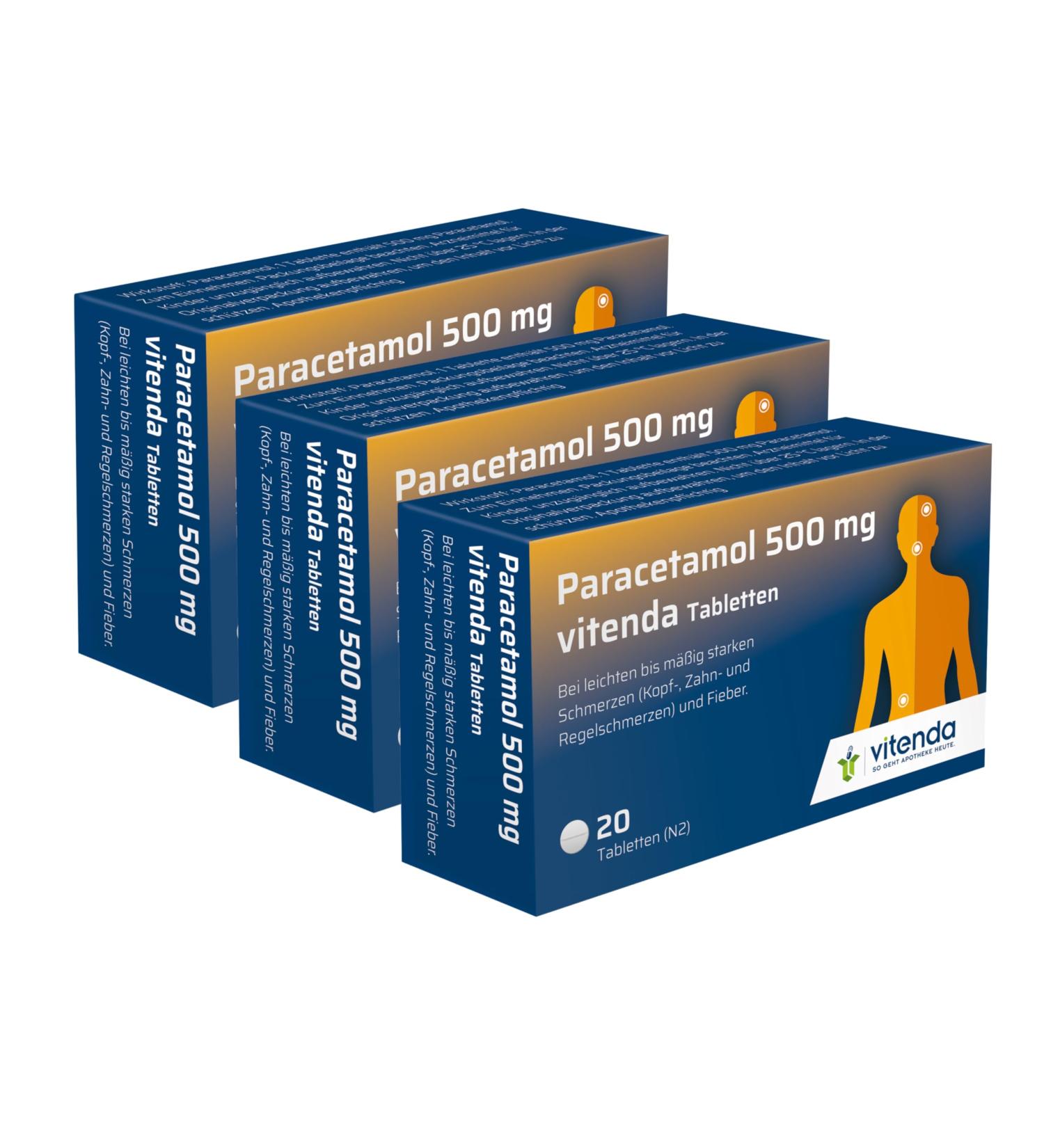 Buy Vitenda Paracetamol 500 mg Tablets - 3x20 Pack for Effective Pain & Fever Relief | Fast International Shipping - Buy Online on GoSupps.com