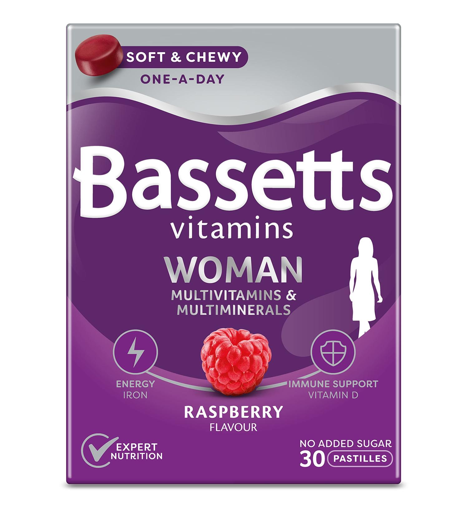 Bassetts Woman Multivitamins & Multiminerals Raspberry 30's - Boost Your Health Today! - Buy Online on GoSupps.com