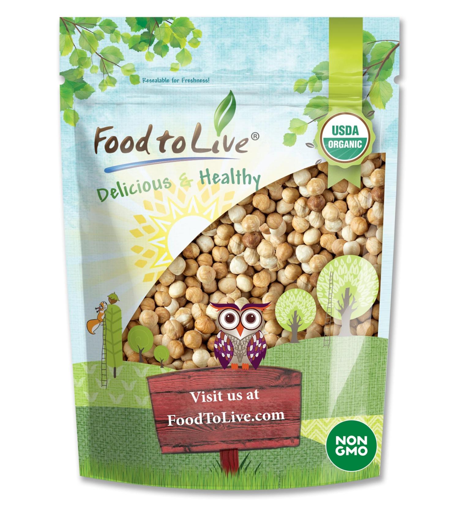 Organic Blanched Roasted Hazelnuts - Non-GMO Unsalted Vegan | 2 lbs Keto Snack for Baking & Salads - Food to Live - Buy Online on GoSupps.com