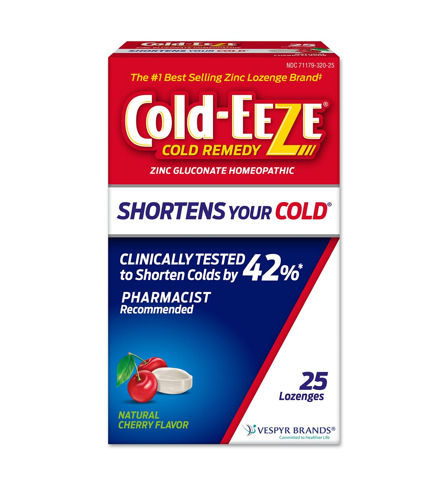 Cold-EEZE Natural Cherry Zinc Lozenges Homeopathic Cold Remedy for Sore Throat, Cough, Congestion & Post Nasal Drip 25 Count Pack - Buy Online on GoSupps.com