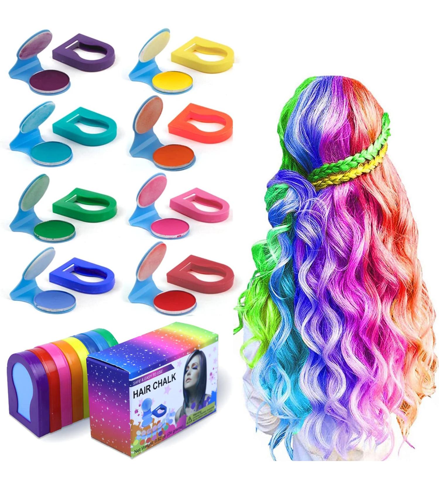 CHPBOLLY Hair Chalk for Kids - 8 Color DIY Kit for Girls, Dark Blonde, Temporary & Vibrant Makeup - 0.41 oz (Pack of 8) - Buy Online on GoSupps.com