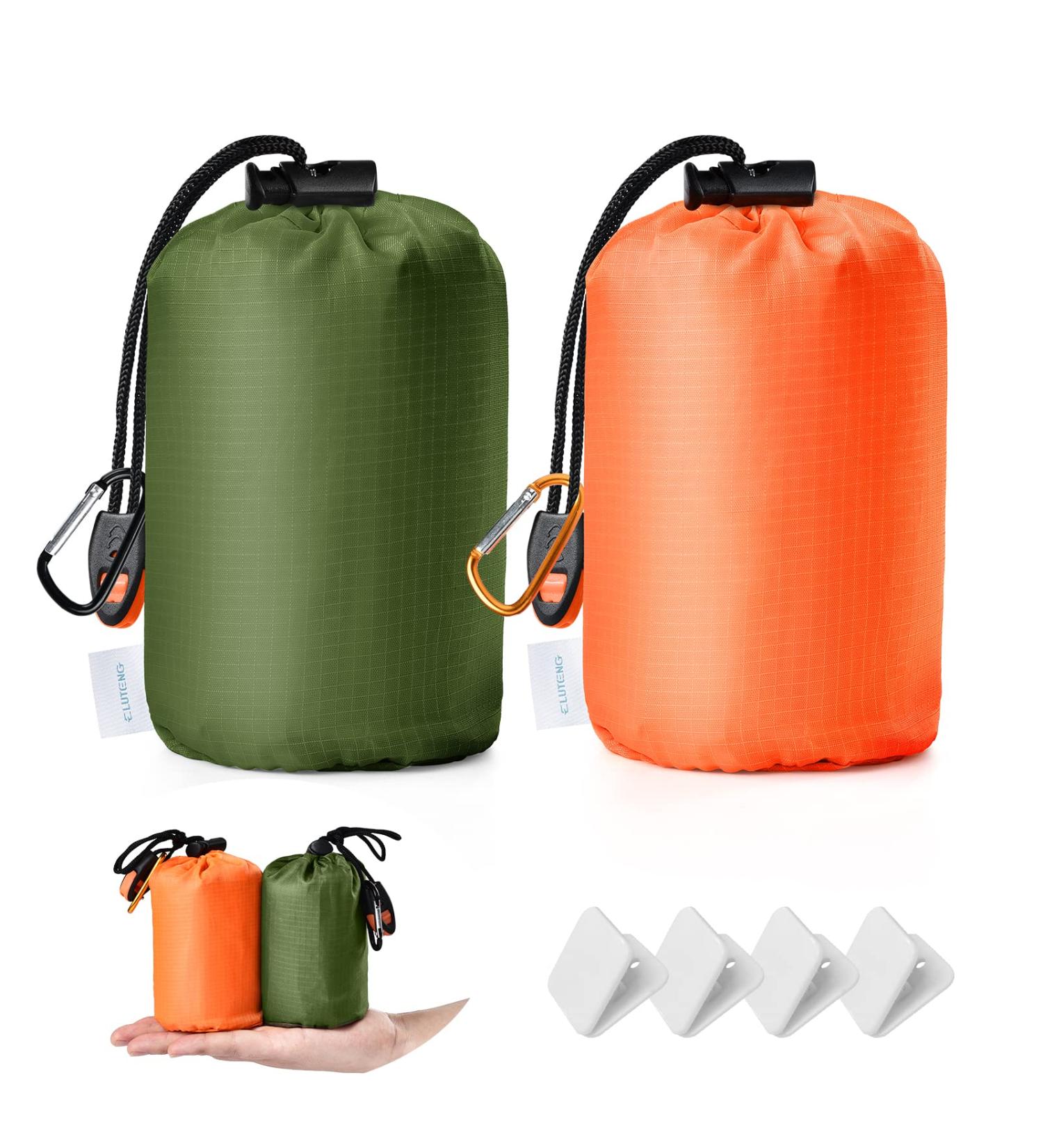 ELUTENG Emergency Sleeping Bag 2Pack - Waterproof Survival Blankets for Camping & Hiking | Compact & Lightweight Thermal Outdoor Gear with Whistles - Buy Online on GoSupps.com
