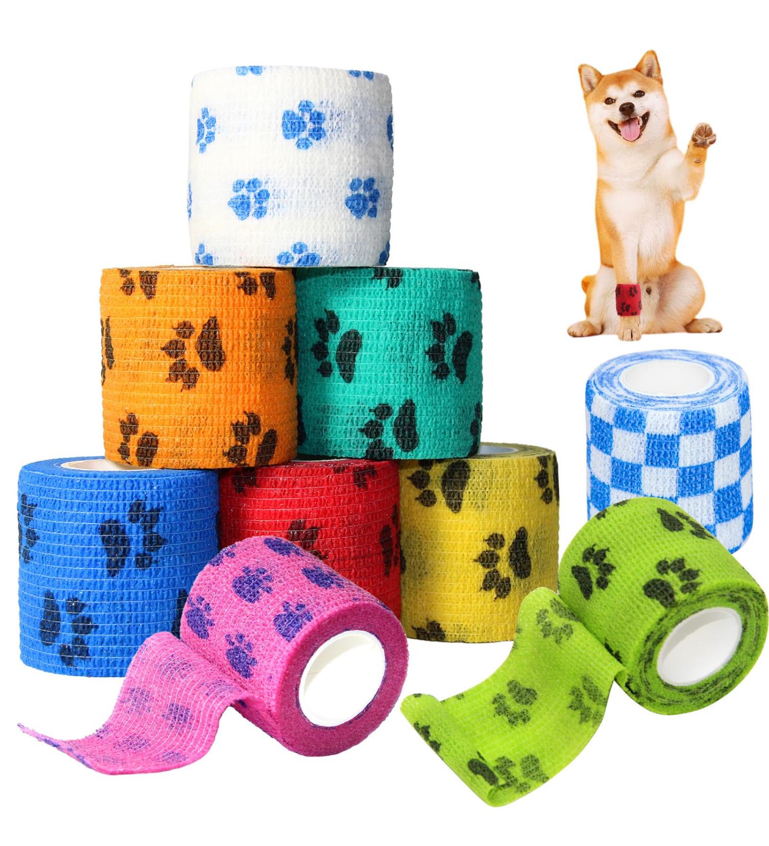 Self-Adhering Elastic Bandage - 9 Rolls 5cm x 4.5m | Ideal for Dogs Horses & Pets | Wrap for Wrist Ankle & Finger Support - Buy Online on GoSupps.com