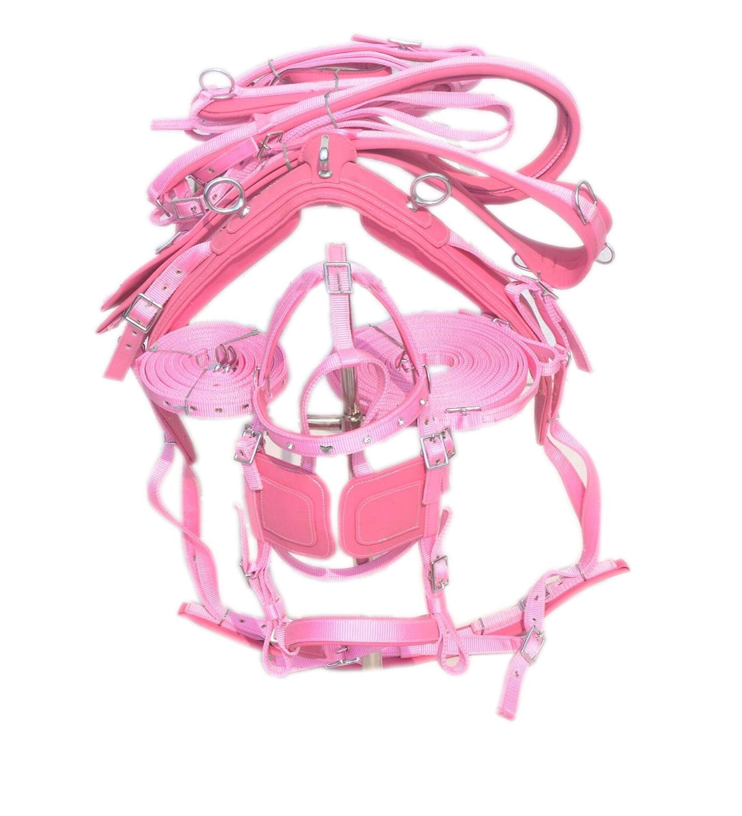 SHOWMEN CRAFT Nylon Horse Driving Harness - Single Horse Pink with Diamante Browband | Premium COB Quality - Buy Online on GoSupps.com