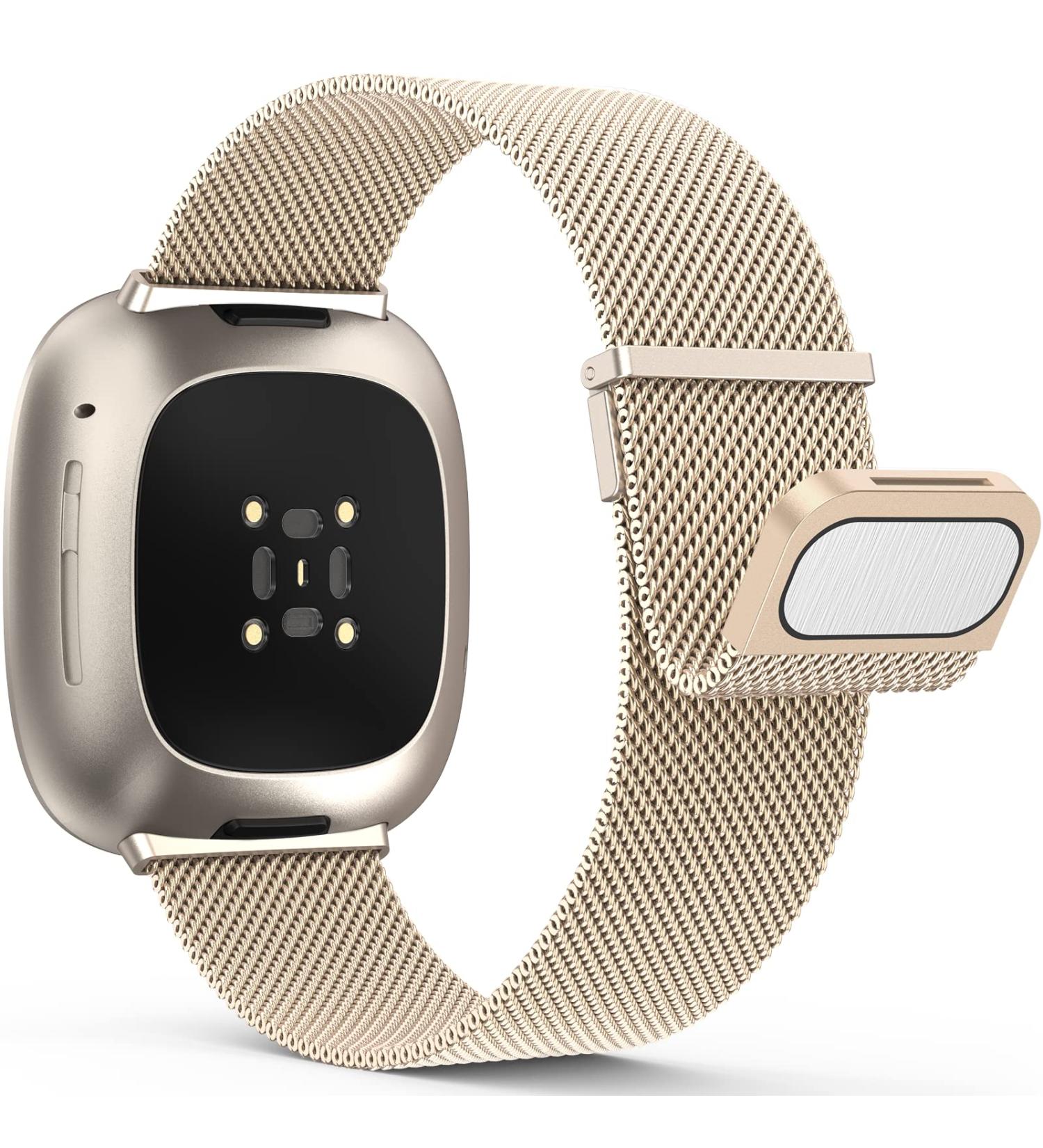 Yoohoo Stainless Steel Magnetic Bracelet for Fitbit Versa 3/4 & Sense/Sense 2 - Champagne Gold Replacement Band for Men & Women - Buy Online on GoSupps.com