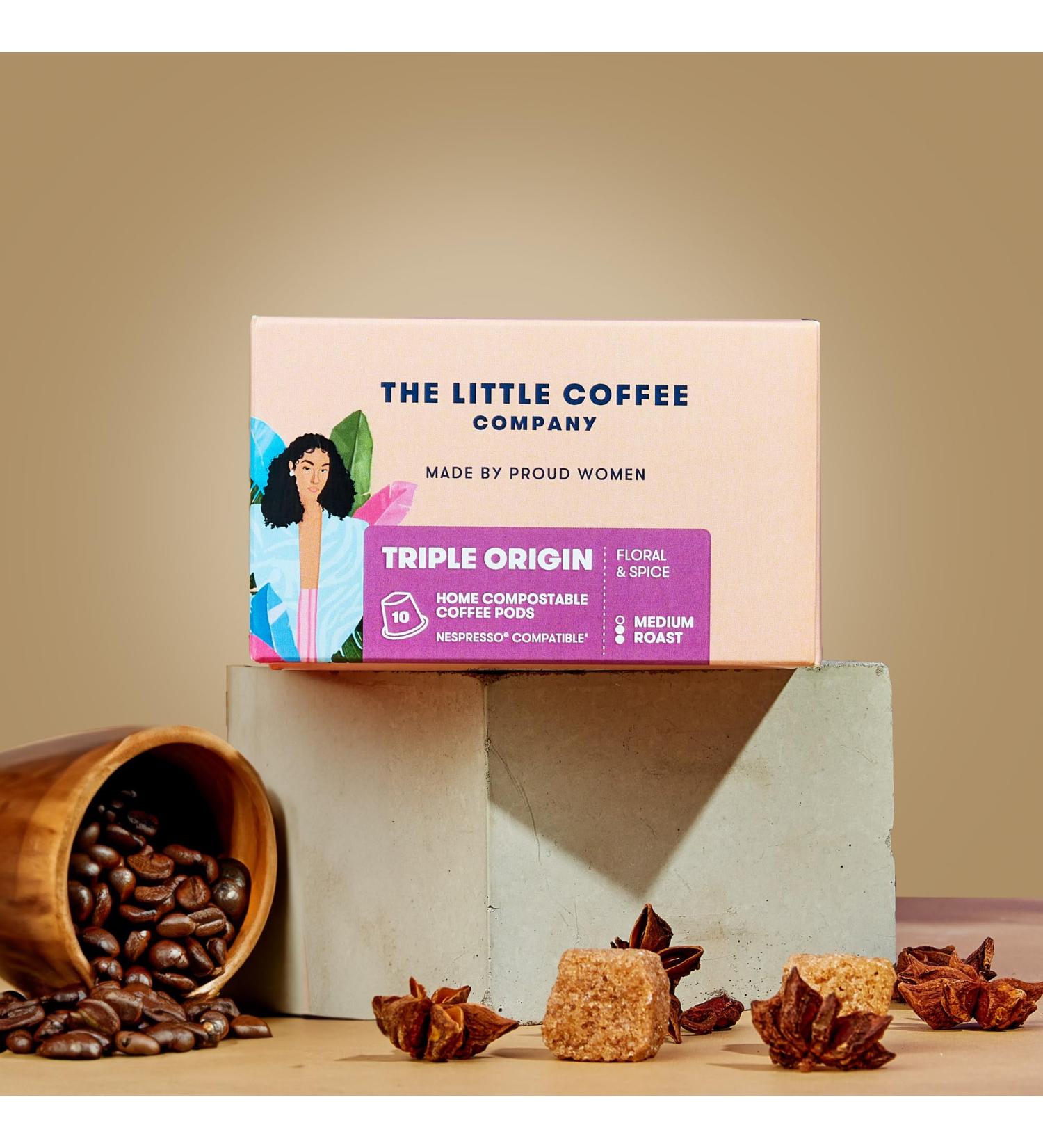 The Little Coffee Company Home Compostable Coffee Pods - 10 count (1 box of 10 Coffee Pods)