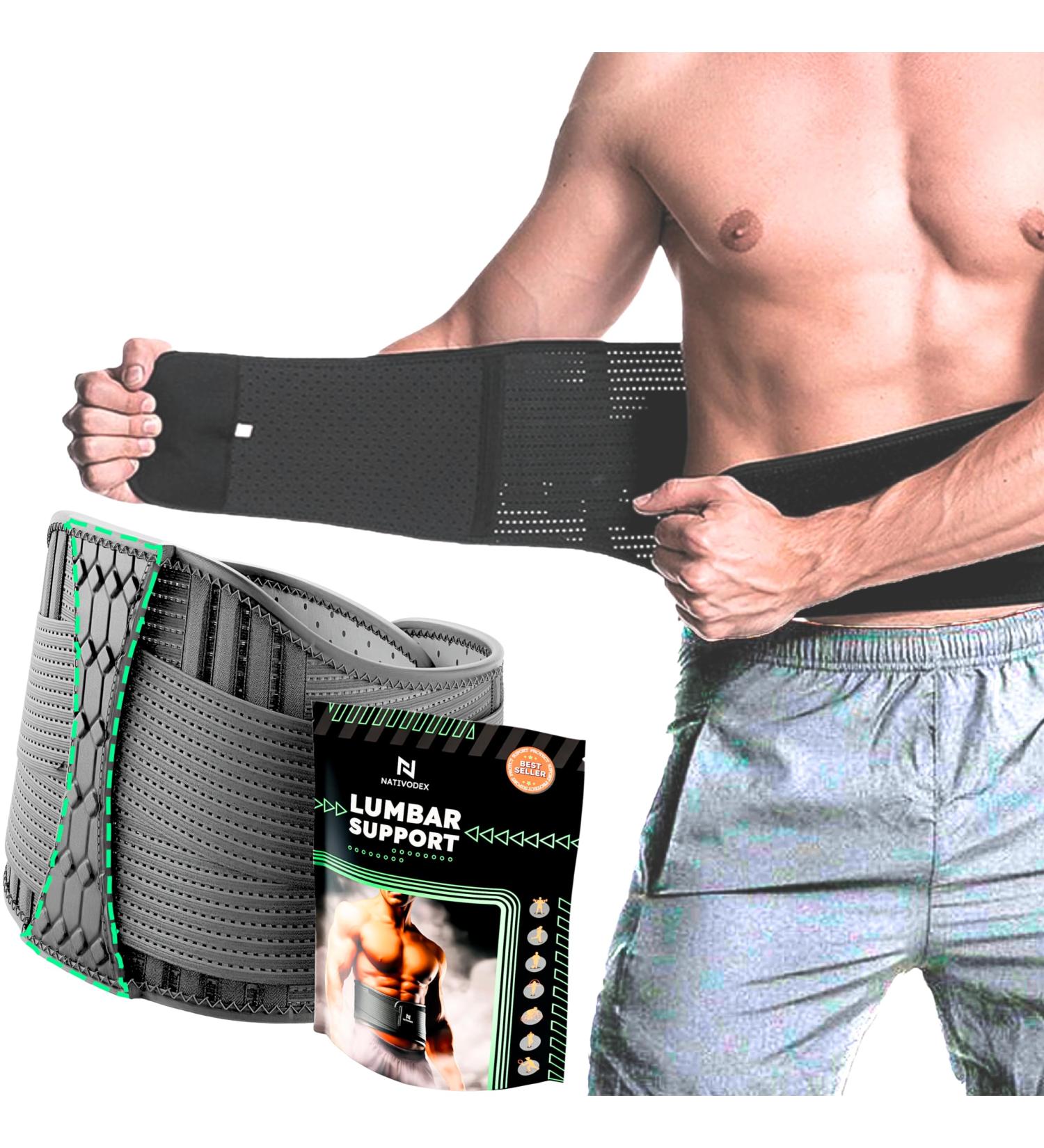 Nativodex Lumbar Support Belt - Back Pain Relief for Men & Women | Effective Stabilization with Support Struts | Black (S) - Buy Online on GoSupps.com