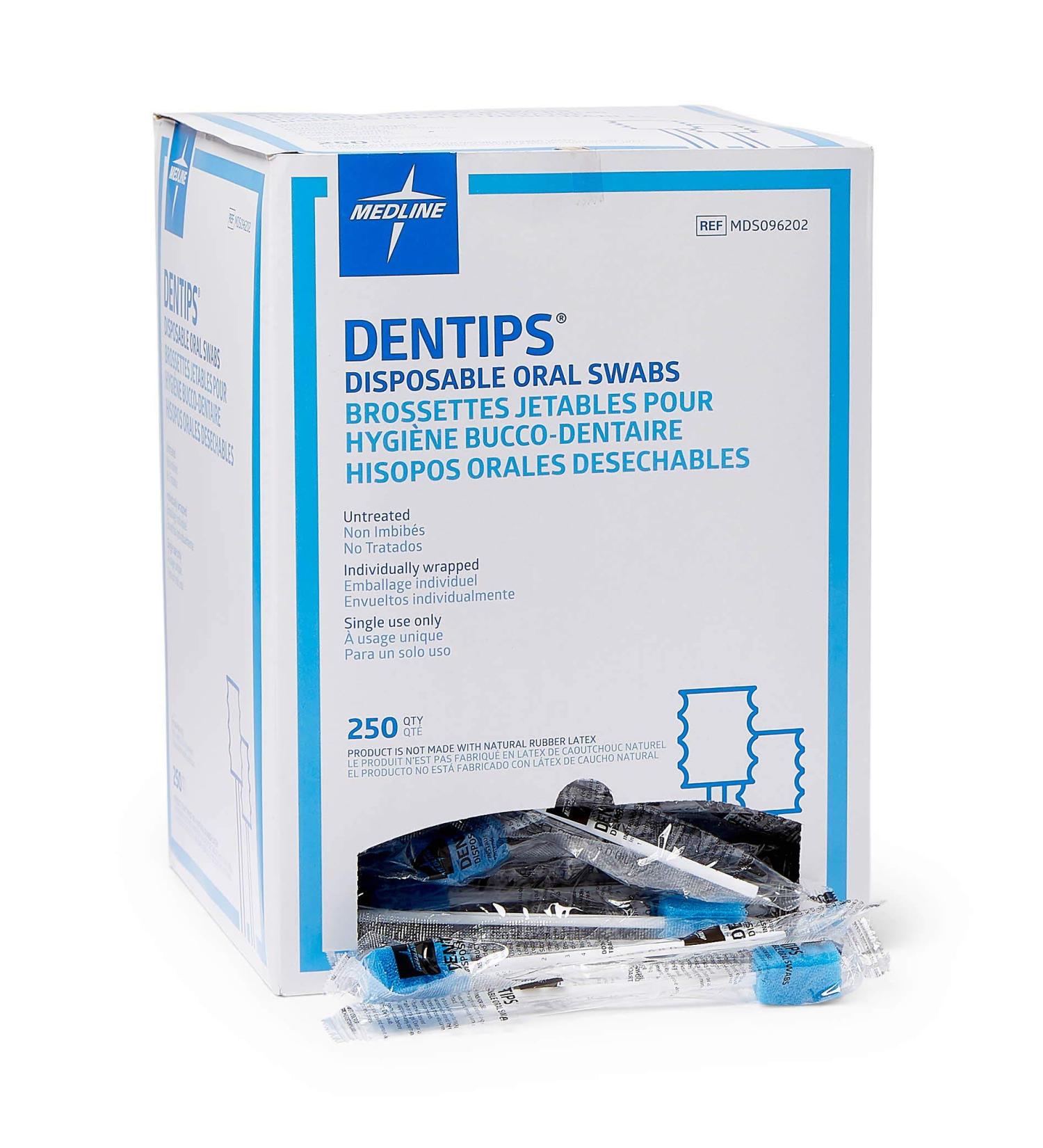 Medline Dentips Oral Swabsticks Adult Blue 500 Count - Disposable & Untreated - Buy Online on GoSupps.com