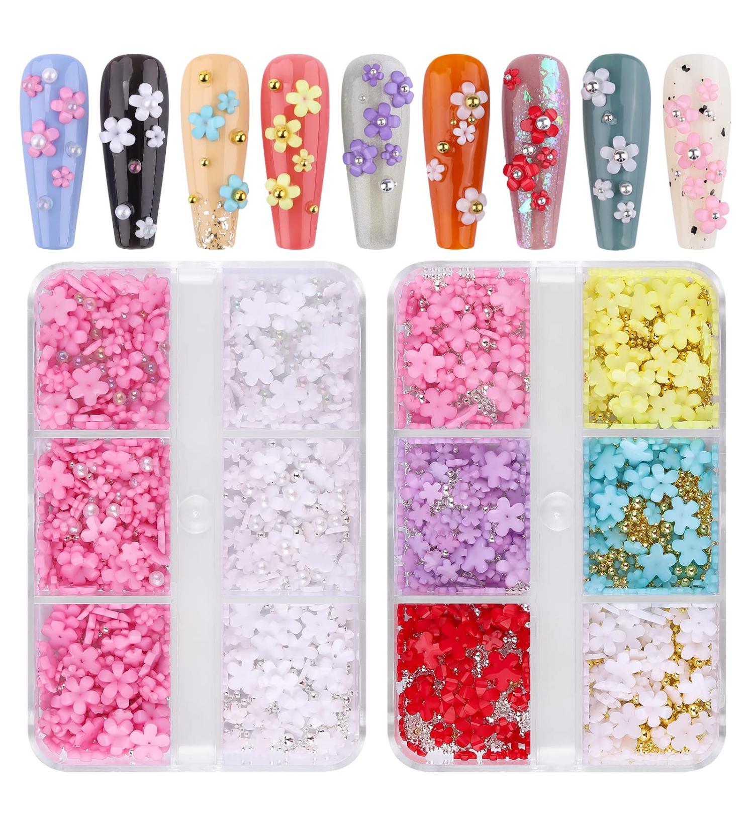 Kalolary 3D Flower Rhinestone Nail Charms - Nail Art Stud Decorations for Women & Girls - Buy Online on GoSupps.com