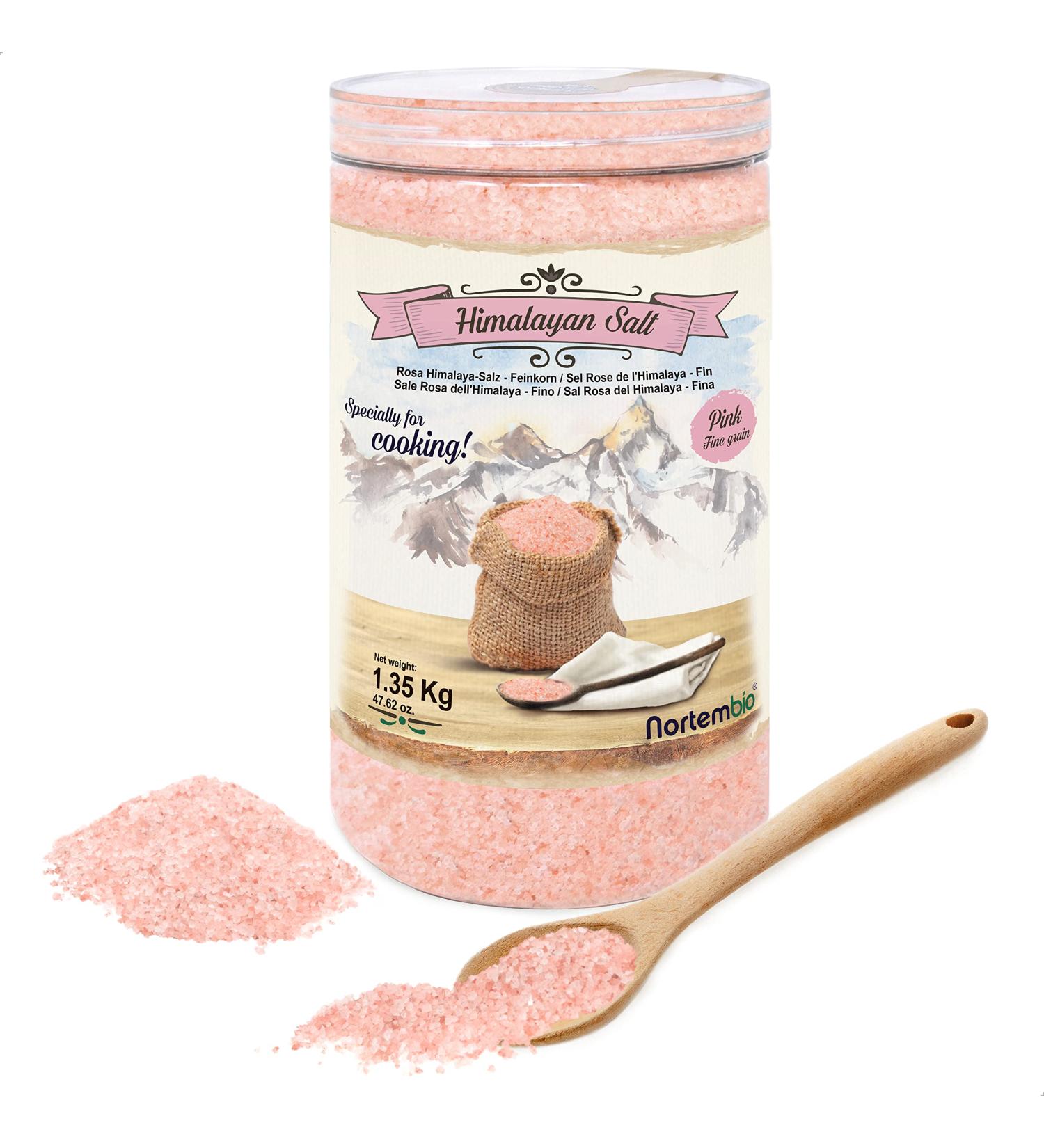  Nortembio Nortembio Himalayan Pink Salt 1.35 kg. Fine (1-2 mm) Gourmet Salt 100% natural. Rich in minerals. Healthy cooking unrefined no preservatives hand-extracted from Punjab Pakistan. - Buy Online on GoSupps.com
