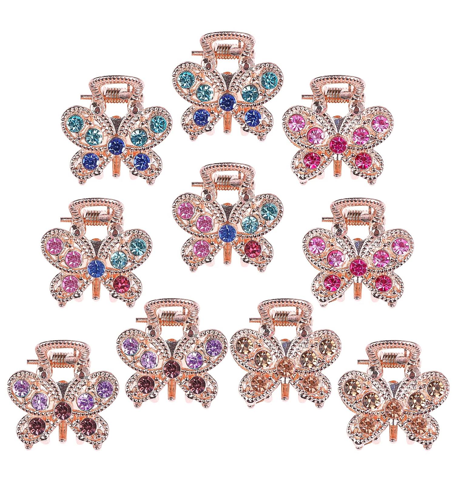 10PCS Rhinestone Hair Claw Jaw Clips - Crystal Metal Gripper for Women & Girls - Buy Online on GoSupps.com