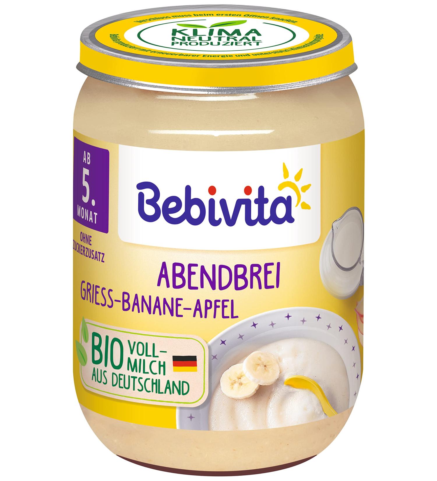 Bebivita evening porridge semolina-banana-apple pack of 6 (6 x 190g) DA14603 AB semolina-banana-apple 190g 190g semolina-banana-apple