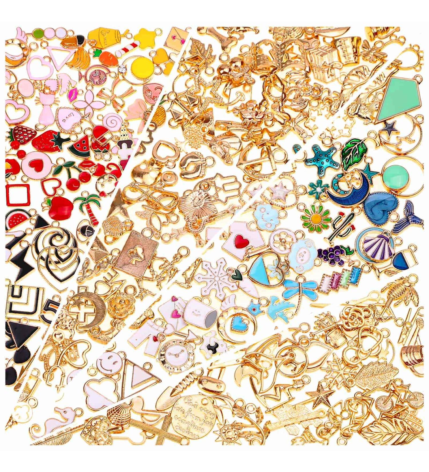 200pcs Acejoz Assorted Charms for Jewelry Making - Wholesale Bulk Metal Charms for DIY Necklace, Bracelet, Earrings - Crafting Supplies in Assorted Colors - Buy Online on GoSupps.com