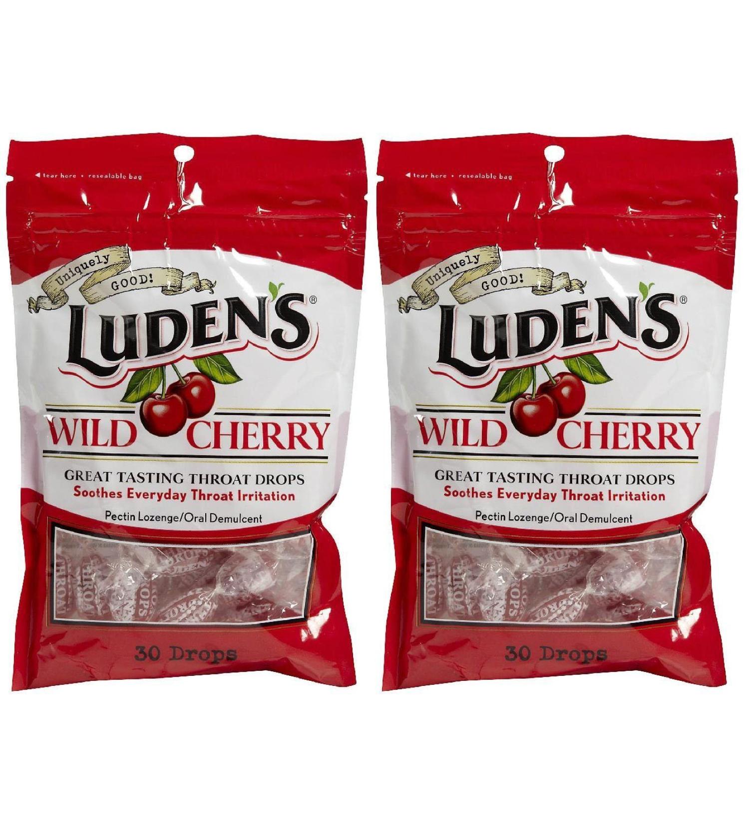 Ludens Wild Cherry Throat Drops Sore Throat Relief 30 Count (2 Pack)