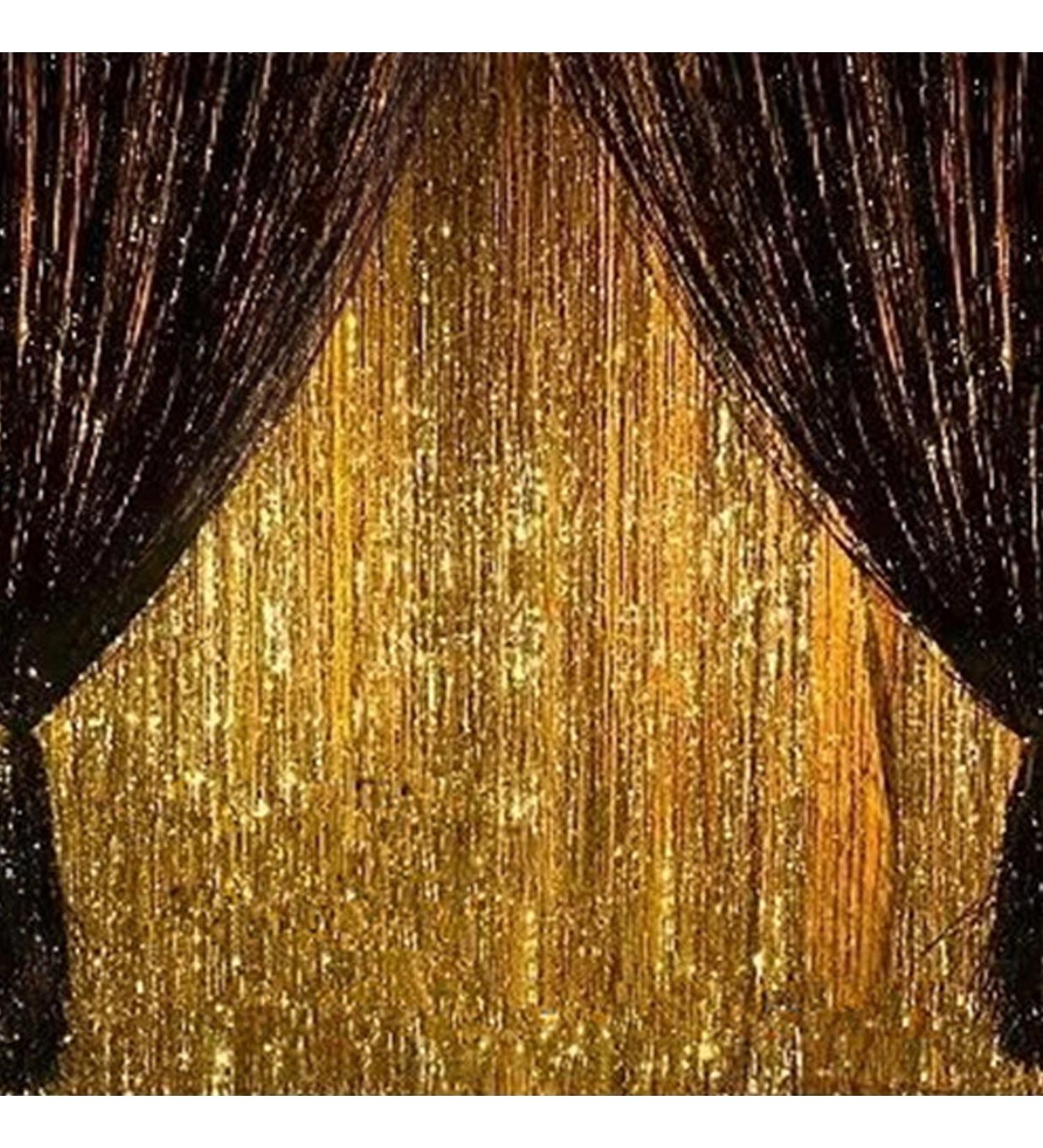 2PCS 3' X 8' Black & Gold Metallic Tinsel Foil Fringe Curtain Backdrop for Parties - 2023 New Years, Halloween, Graduation - 2 Pack - Buy Online on GoSupps.com