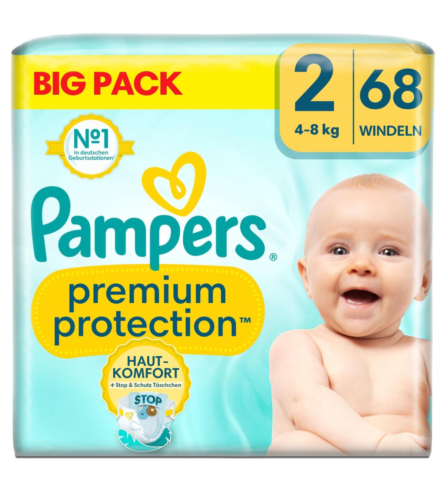 Pampers Premium Protection New Baby Size 2 (4-8kg) - Big Pack (68 Pieces) | International Shipping Available - Buy Online on GoSupps.com