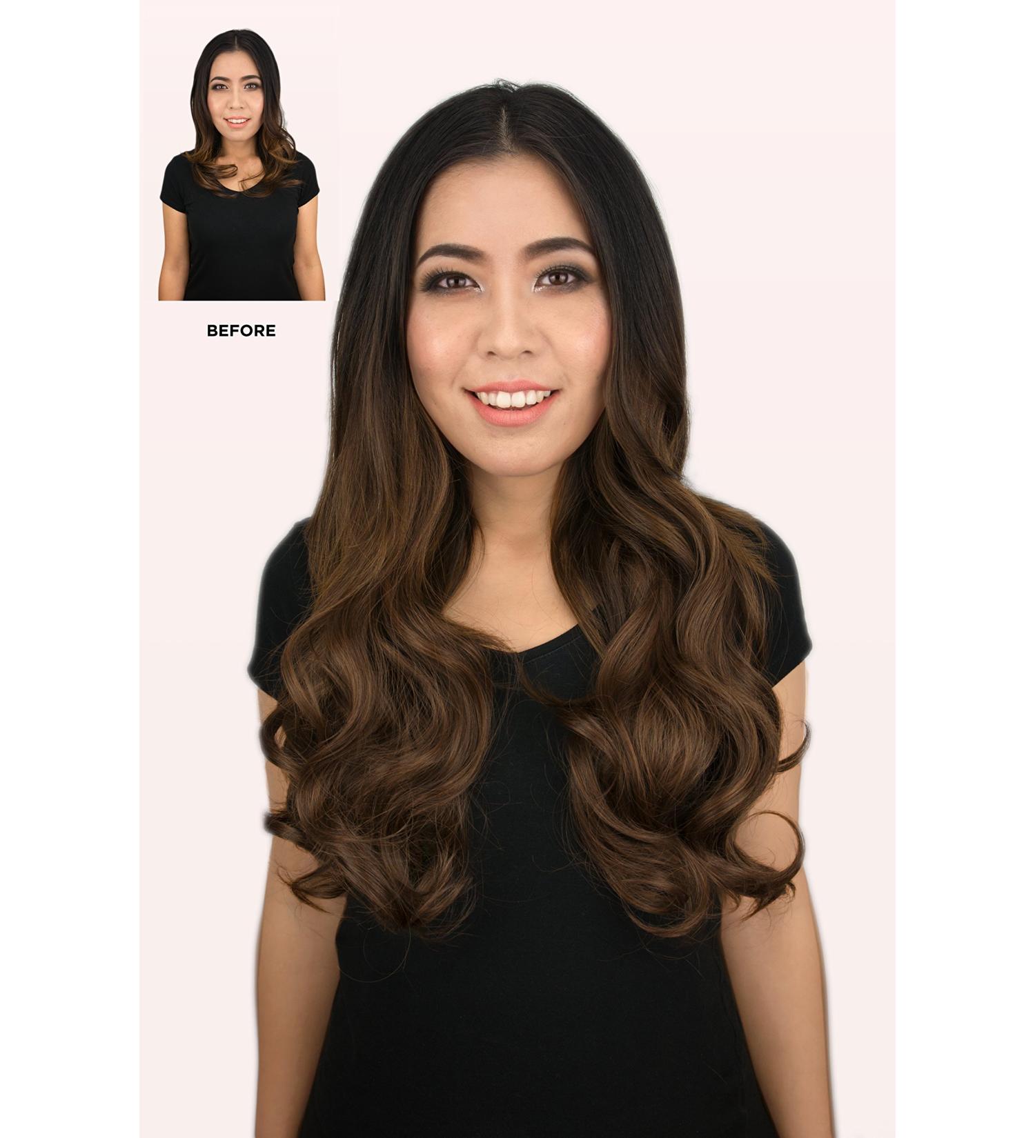 Bombshell Hair Extensions 3/4 Half Head Hair Piece 24 inches Heat Resistant Synthetic Long Curly Thick Wig (M04 DARK BROWN) - Buy Online on GoSupps.com