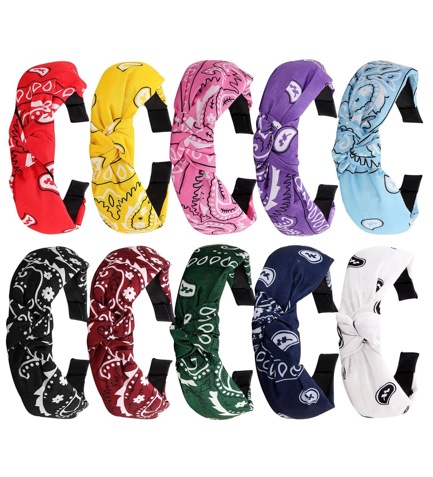 TOBATOBA 10 Pack Paisley Knotted Headbands for Women - No Slip Wide Turban Fashion Head Bands for Women - Buy Online on GoSupps.com