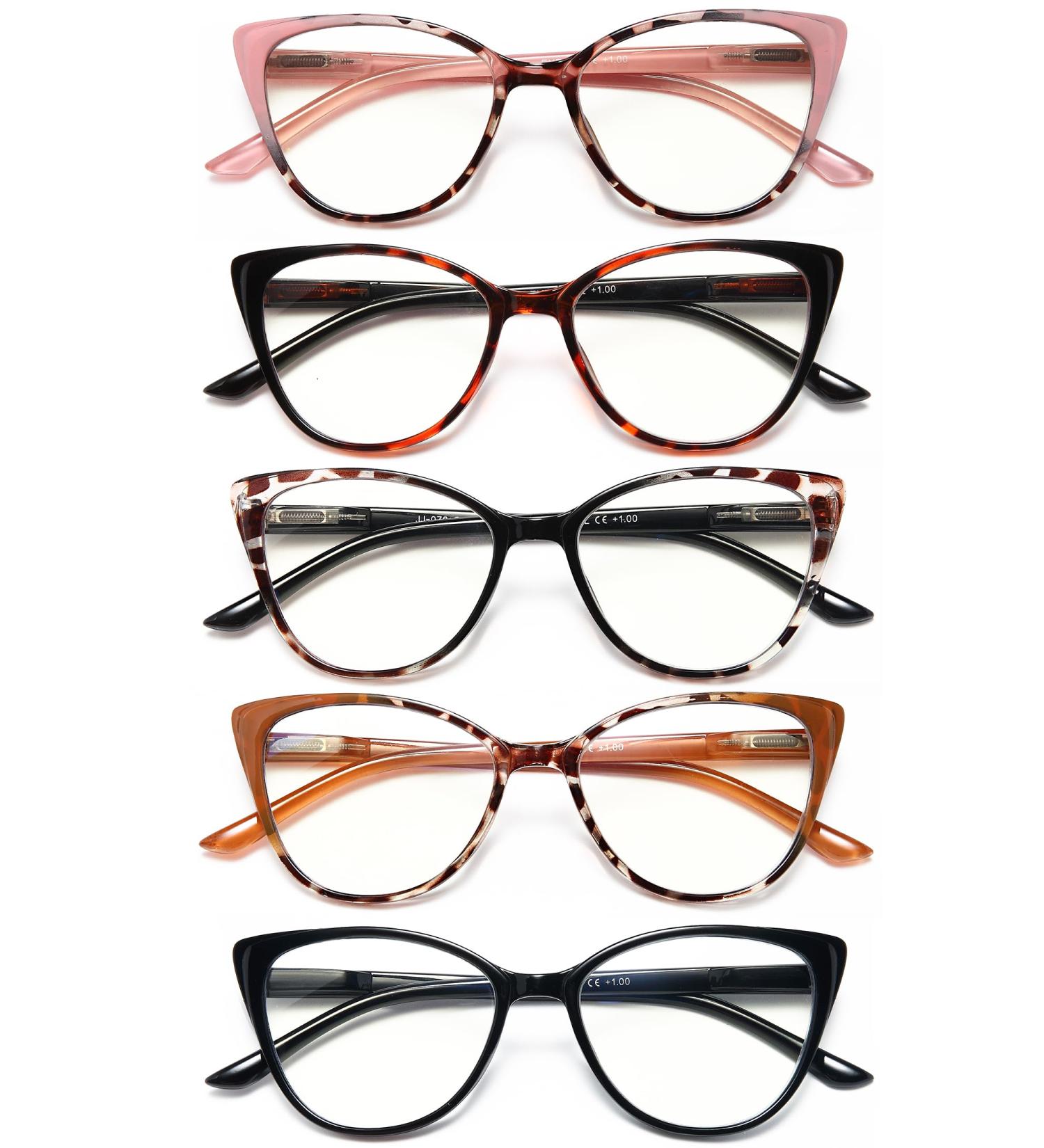 Shop EYEURL 5 Pack Cat Eye Reading Glasses for Women - Stylish Blue Light Blocking Anti-Glare Readers with Spring Hinge | Perfect for Computer Use - Buy Online on GoSupps.com