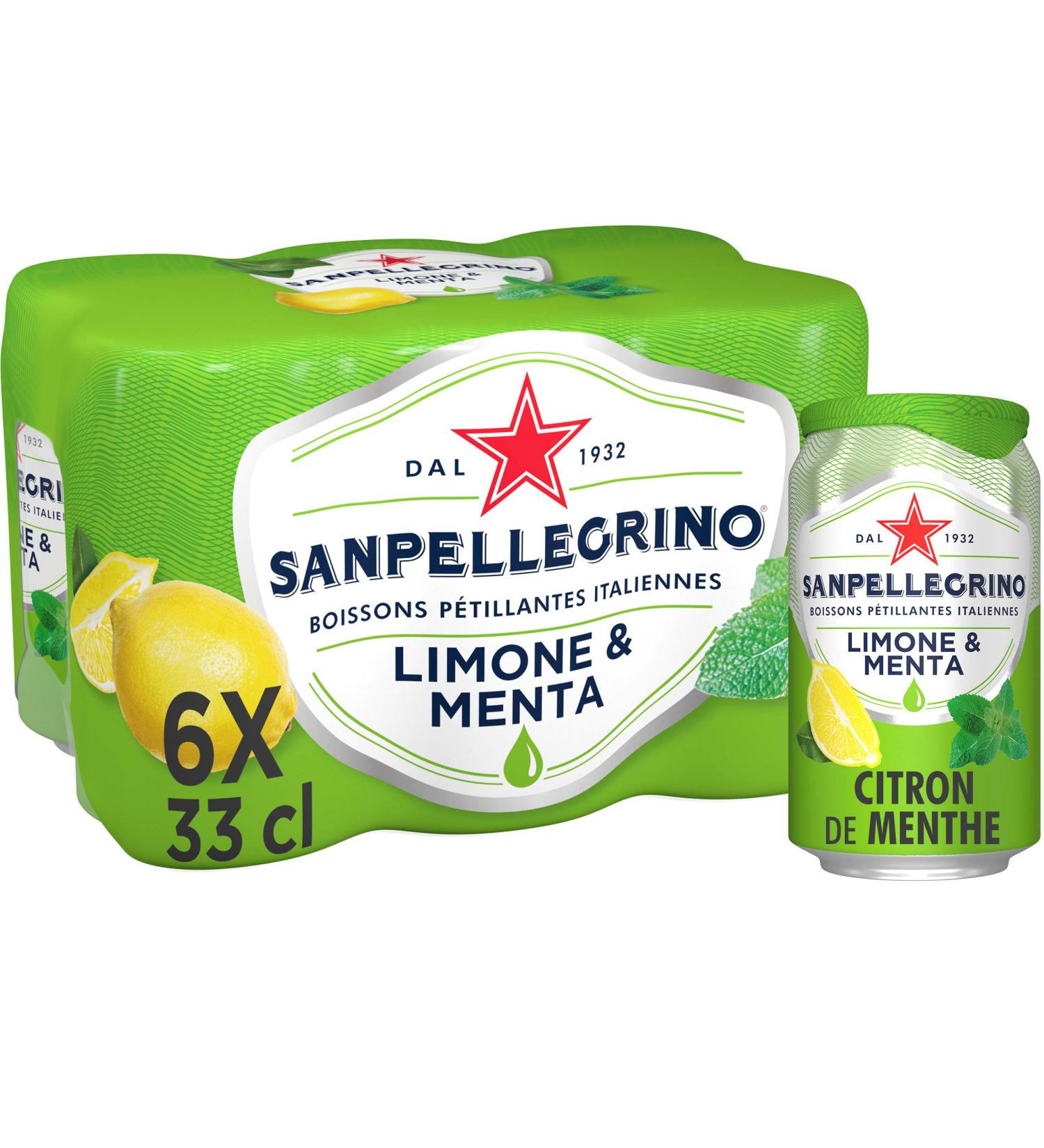 San Pellegrino Flavored Limone/Menta Mineral Water 6 x 33 cl - Buy Online on GoSupps.com