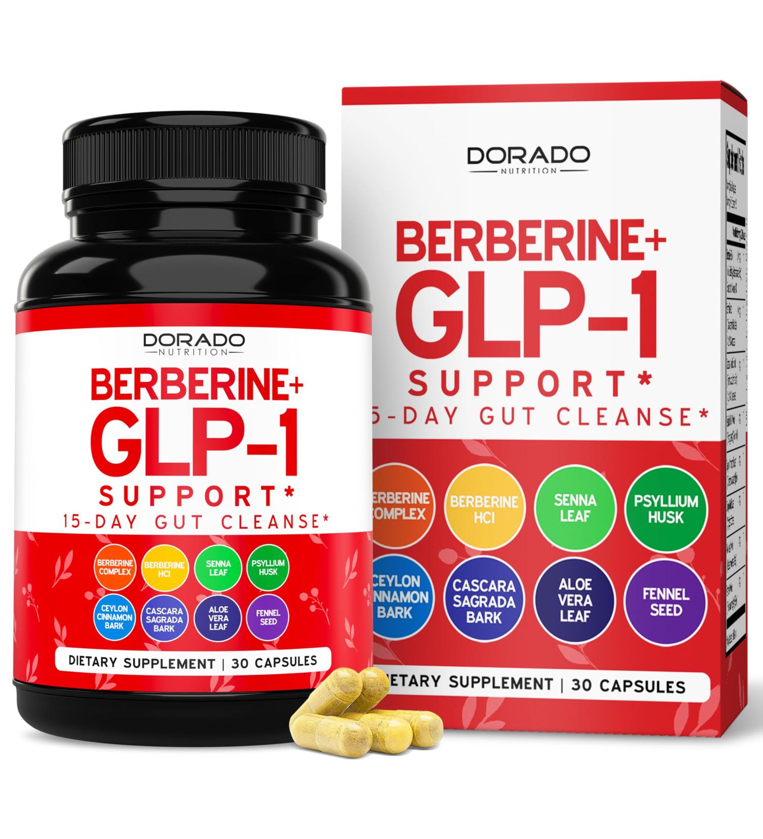 GLP-1 Supplement for Women & Men (30 Count) GLP1 Berberine 15 Day Gut Cleanse Detox & Cleanse Metabolism Support with Ceylon Cinnamon Senna Leaf & More - Third Party Tested Vegan Safe - USA Made - Buy Online on GoSupps.com