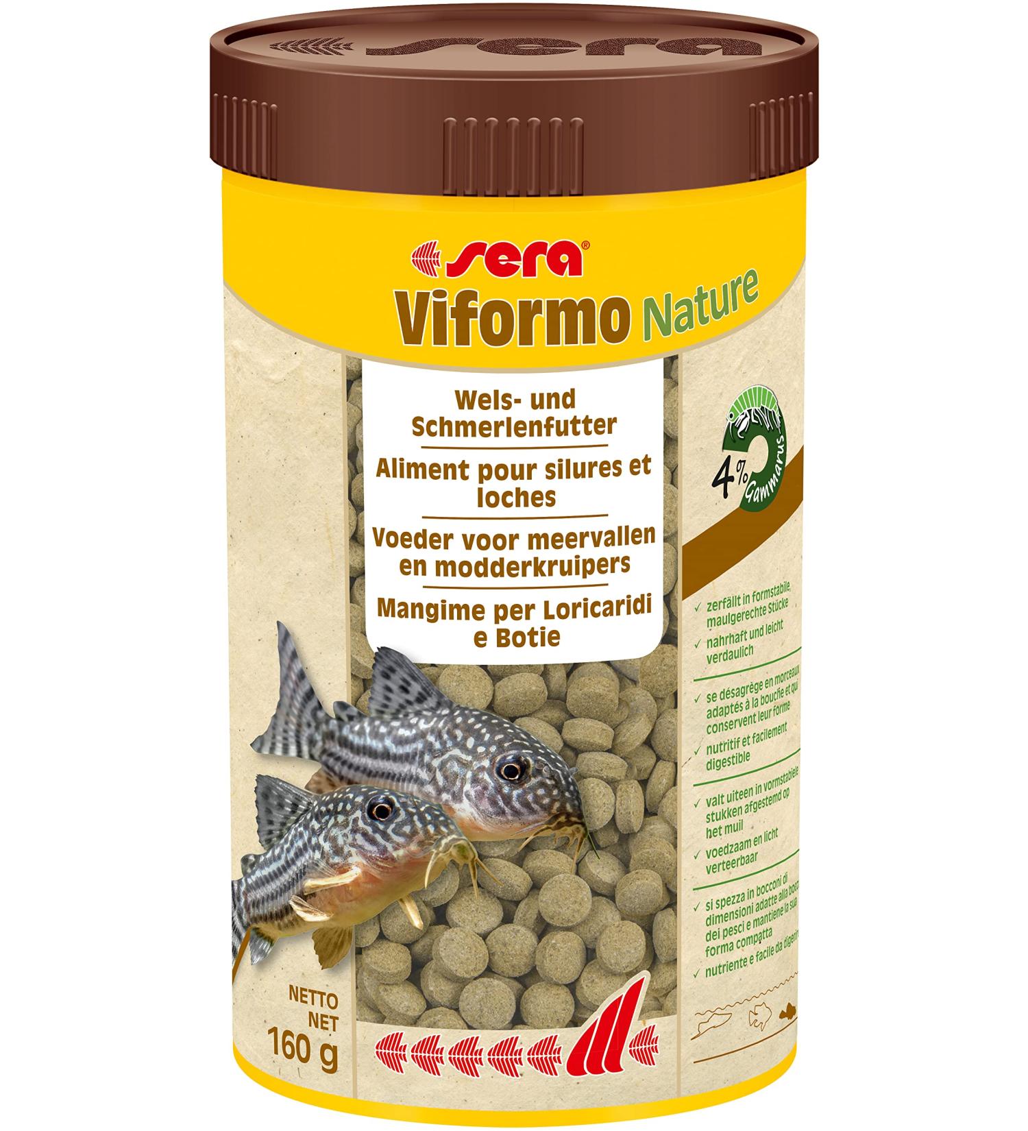 sera Viformo Nature 250 ml | Nutritious tablet food for catfish | WITHOUT colorants and preservatives | Species-appropriate nutrition for bottom-dwelling fish | With Gammarus & vitamin-rich seaweed 250 ml (1 pack) Single